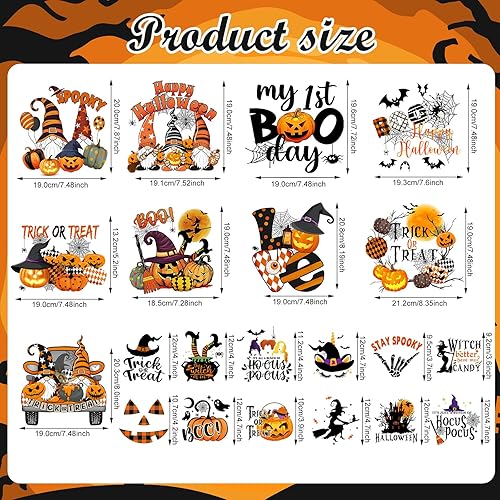 Miniatura 6 de Calcomanías para planchar de Halloween para ropa, calcomanías de transferencia de calor, parches para planchar, hojas de arce, calabaza de otoño,