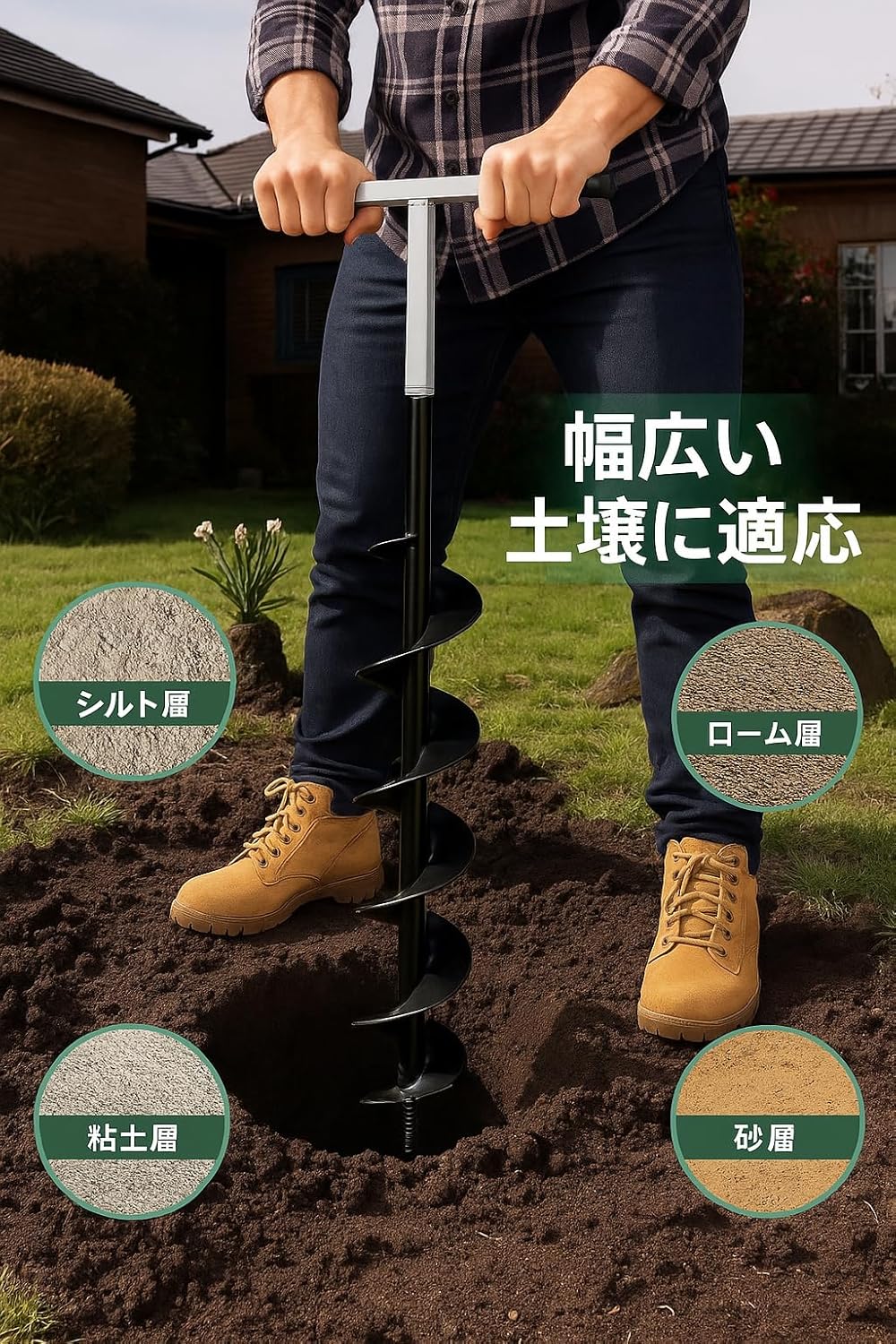 [with Instructions] Hole Well Digging Tool kit Length 2.36inch Auger Total Length 20.5feet (Extension can be Added) Made of Lightweight Steel Pipe