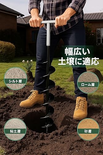 Miniatura 5 de [con instrucciones Kit de herramientas de excavación de pozos de agujero Longitud 3.937 in Auger Longitud total 19.7 ft 9.8 in