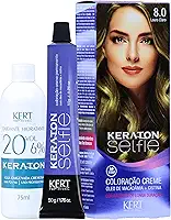 Keraton Coloração Permanente Em Creme Para Cabelos Com Cistina E Óleo De Macadâmia Selfie 50G Nº 8.0 Louro Claro