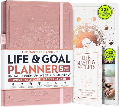 Life Mastery Planner - A 12 Month Journey to Crush Your Goals, Increase Productivity, Passion, Success & Happiness - Weekly & Monthly Life Planner, Habit-Tracker, Gratitude Journal & Organizer, A5
