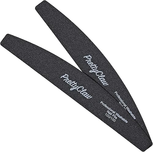 Miniatura 4 de PrettyClaw  10 limas de uñas profesionales de grano 100100, color negro, media luna, limas de uñas acrílicas de centro de plástico, tablero de