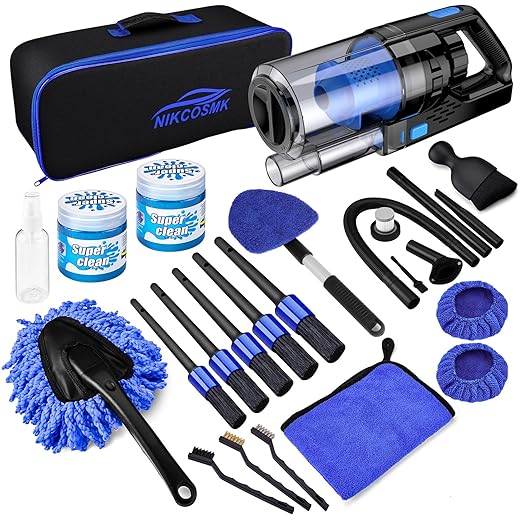 17pcs Car Detailing Kit Interior Cleaner, Car Interior Cleaning Kit with Handheld Car Vacuum, Car Detailing Brushes, Windshield Cleaning Tool, Car Cleaning Supplies, Car Accessories for Men, Women