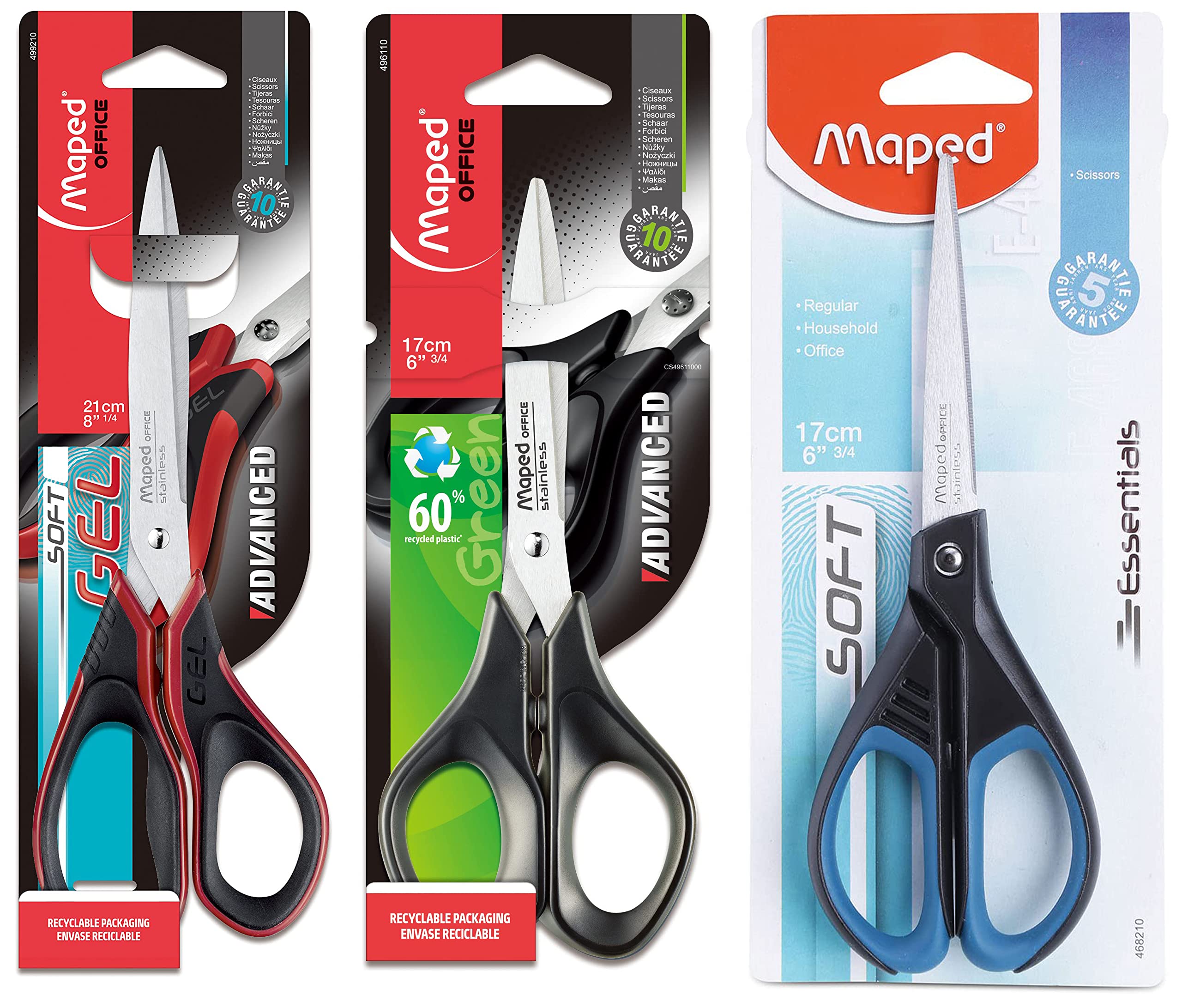 Maped Essential Soft 17cm Scissor & Maped Soft Gel Advance 21cm Scissor & Maped Advanced 17cm Scissor (B0B9RQXTL8) Amazon Price History, Amazon Price Tracker