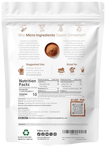 Miniatura 9 de Polvo de canela de Ceilán orgánica 1 libra contiene cumarina hecha de corteza interior de Cinnamomum Verum apoya un metabolismo saludable y