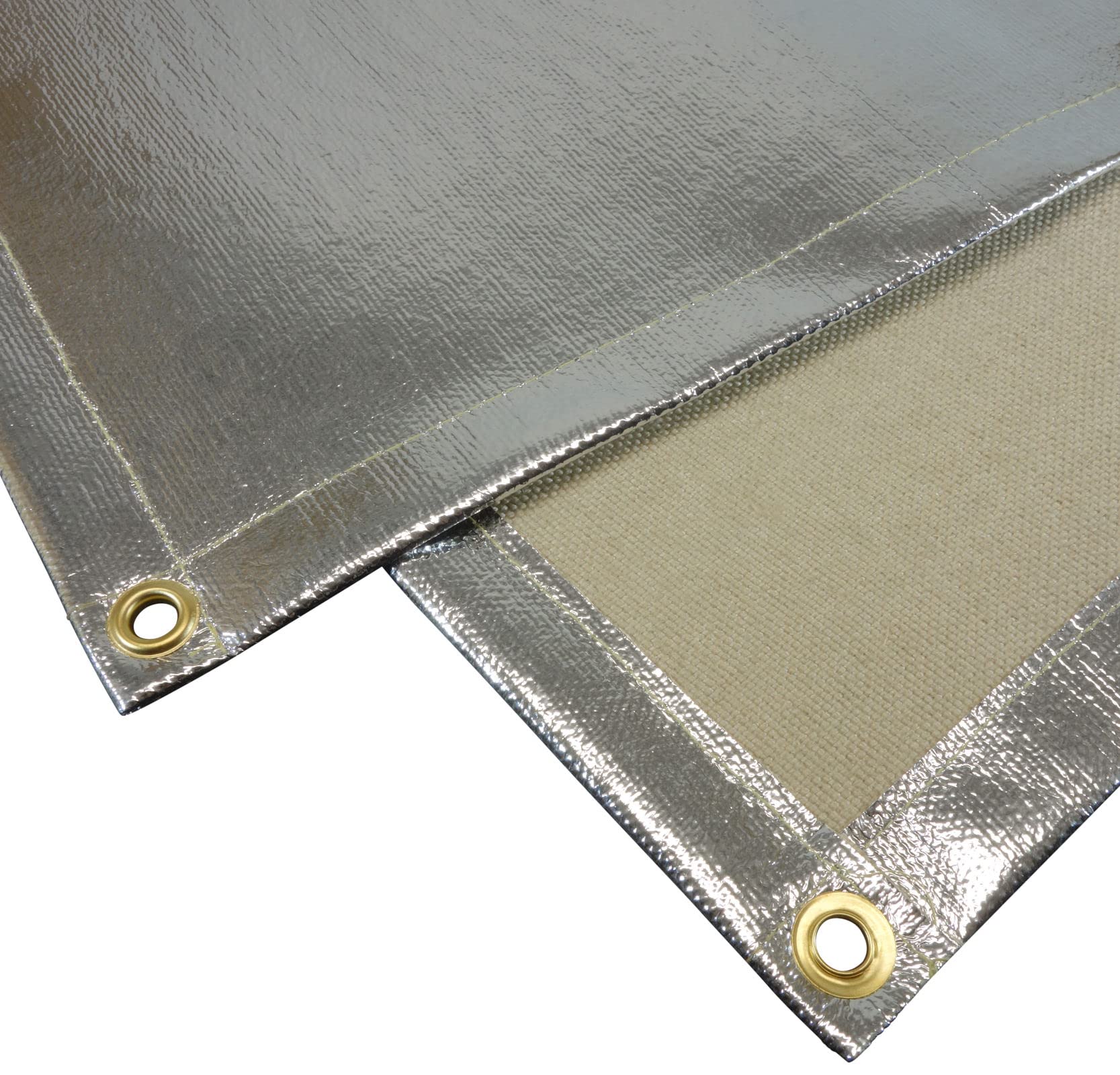 Schlauchland 100x50cm Hitzeschutzdecke mit Ösen Alu-Fiberglas *** VIELE GRÖSSEN *** Schweissdecke Hitzeschutzmatte Feuerlöschdecke