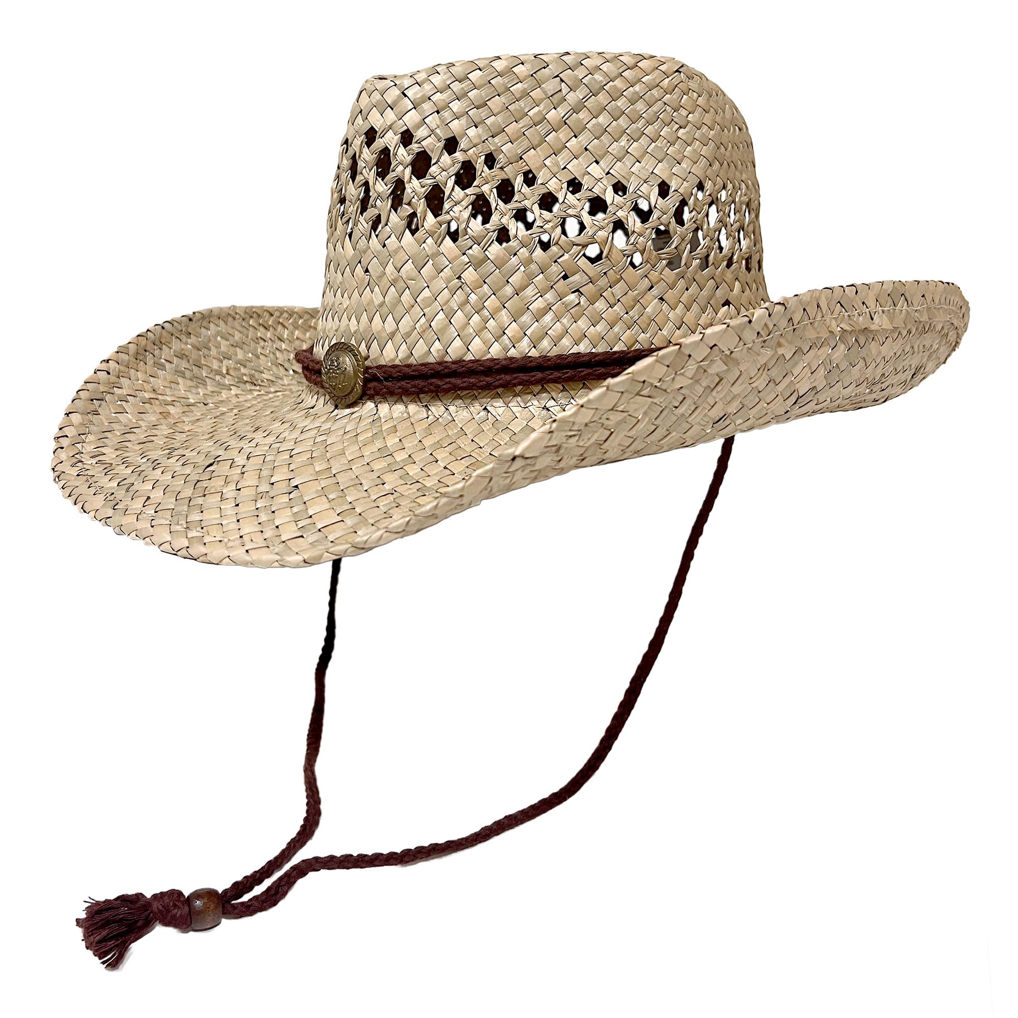 Wildarms Men’s Woven Straw Cowboy Hat Cowgirl Sun Beach Hat for Women Wide Brim Western Cowboy Hat with Decorative Bands