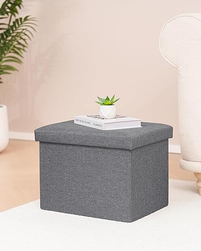 Miniatura 59 de B FSOBEIIALEO - Otomano plegable de piel sintética con almacenamiento Gris,Negro -,Negro 16.5"x12.6"x12.6",Azul,Marrón,Gris