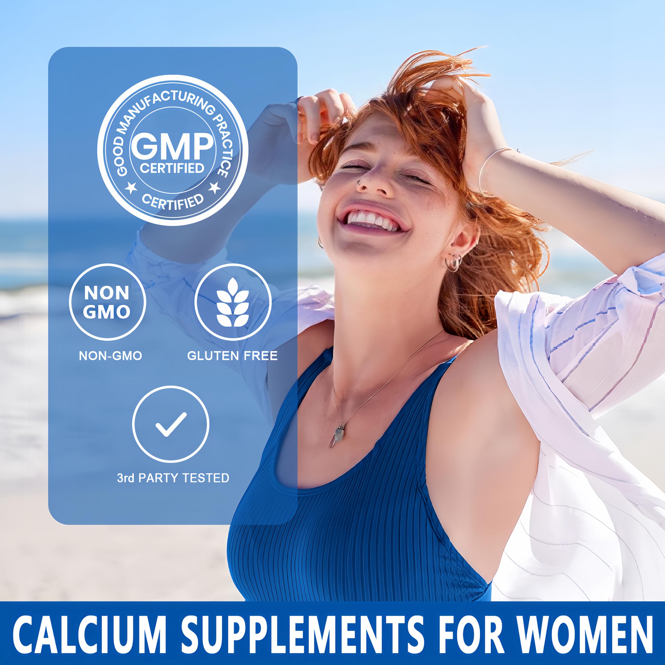 Calcium Supplements for Women - Calcium 1200 mg with Vitamin D3 & K2 - High Absorption Extra Strength Calcium Citrate for Bone Health, Strength, Density, Muscle, Heart Support - Slow Release, Non-GMO — Amazon image 5