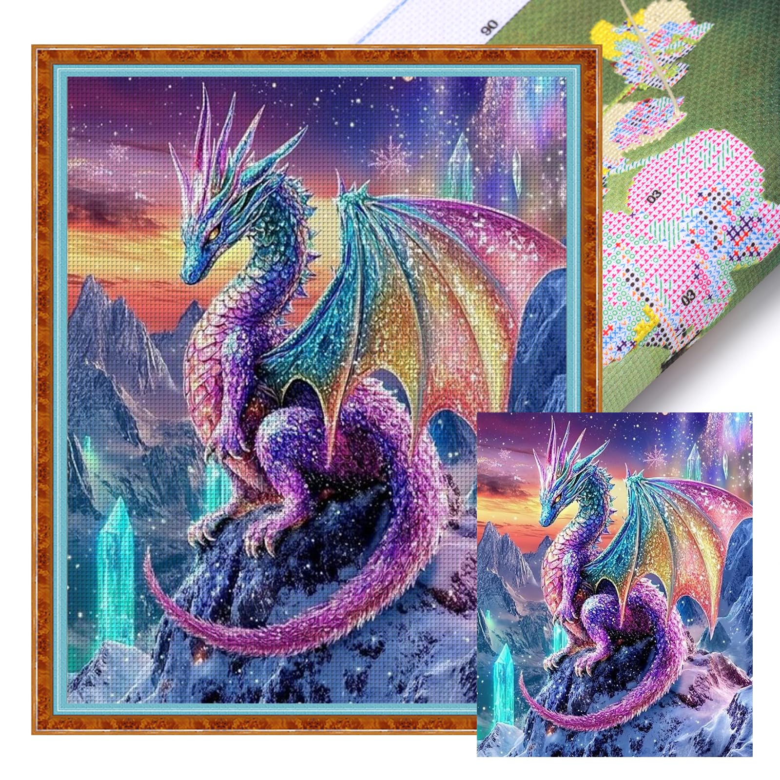Poetrydraw 11Ctacc-11802__C__40x50 Purple Dragon Full 11Ct Diy Stamped Cross Stitch Kits 40X50cm Home Decor (11Ctacc-11802 C 40X50)