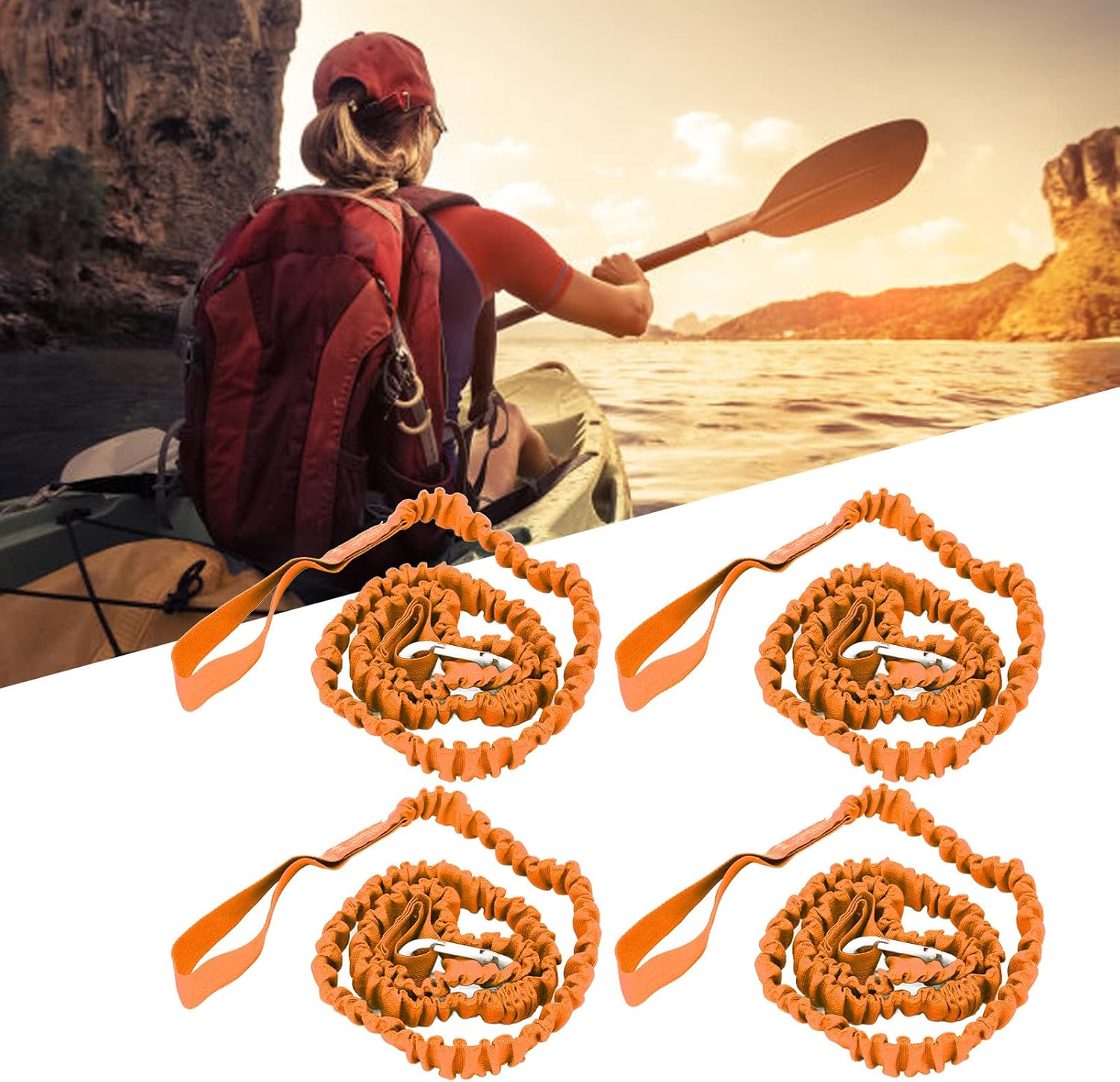 BORDSTRACT Kayak Paddle Leash, 4Pcs Stretchable Safety Kayak Paddle Strap, Elastic Safety Rope for SUP, Kayak, Canoe Paddles, Fishing Rods BORDSTRACT Kayak Paddle Leash, 4Pcs Stretchable Safety Kayak Paddle Strap, Elastic Safety Rope for SUP, Kayak, Canoe Paddles, Fishing Rods
