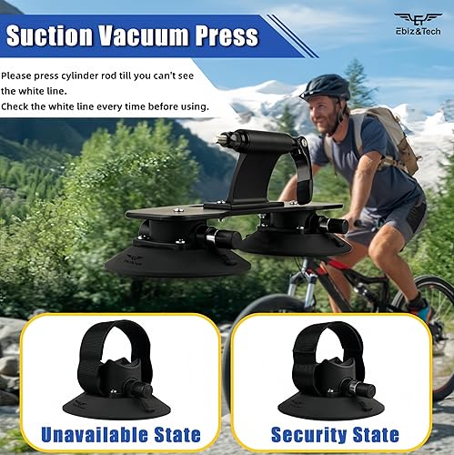 Miniatura 3 de EBIZ&TECH Portabicicletas para techo de automóvil, portaequipajes de aleación de aluminio de liberación rápida con ventosas para varios vehículos,
