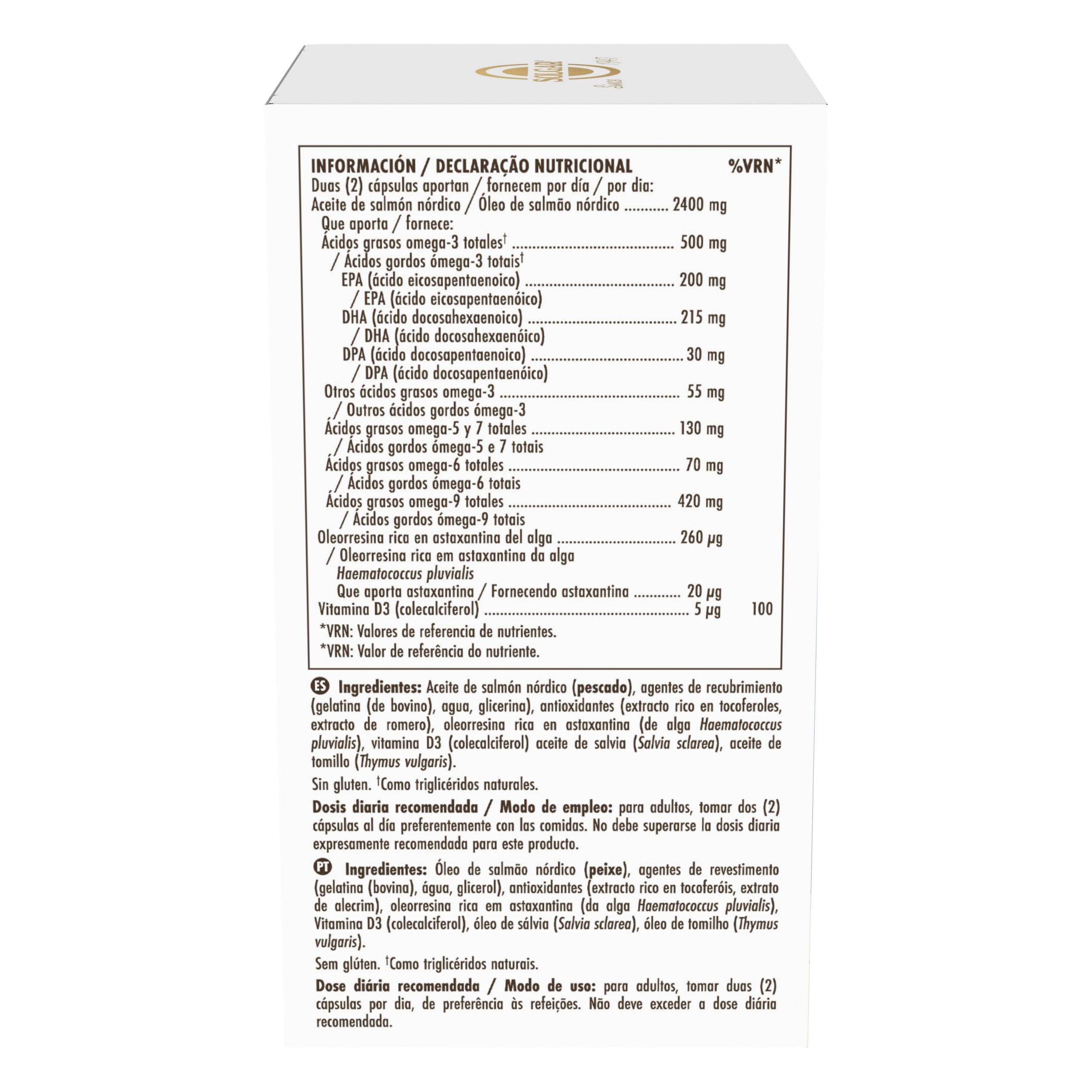 Solgar Full Spectrum Omega Salmon Oil | 120 Cápsulas Blandas | EPA DHA Omega 3 5 6 7 9 · Vitamina D3 · Astaxantina · Destilado Molecularmente · Salmón Nórdico Sostenible · Sin Gluten