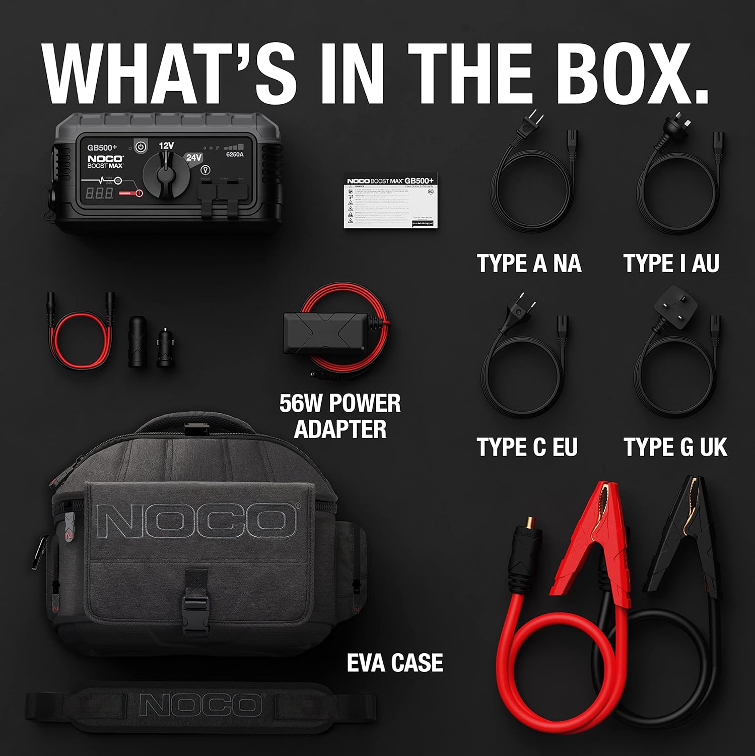 NOCO Boost Max GB500 6250 Amp 12-Volt and 24-Volt UltraSafe Portable Lithium Jump Starter Box, Battery Booster Pack, and Commercial Jumper Cables for Gasoline and Diesel Engines Up to 45-Liters