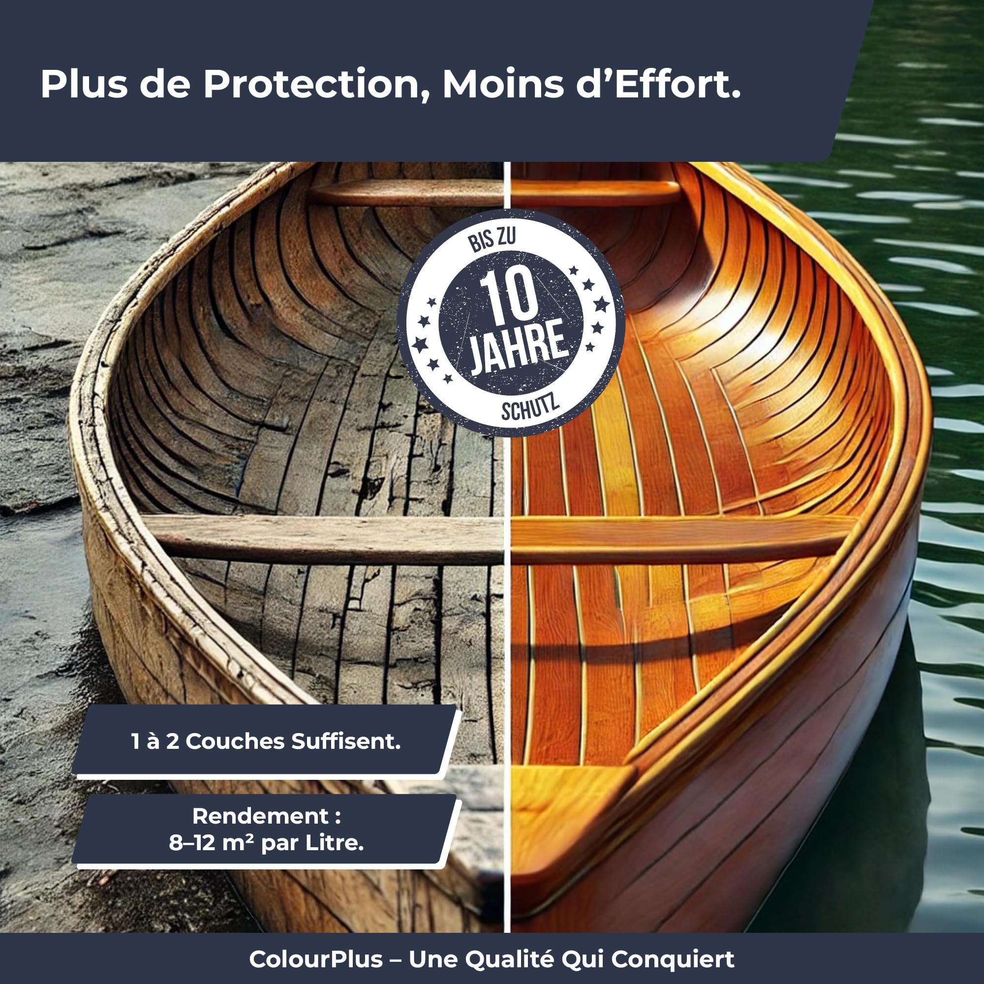 ColourPlus Vernis Marin 750 ml - Transparent - Vernis bois extérieur brillant, résistant à l'eau et intempéries | Pour bateaux, fenêtres, meubles et jardin | Résistant aux UV