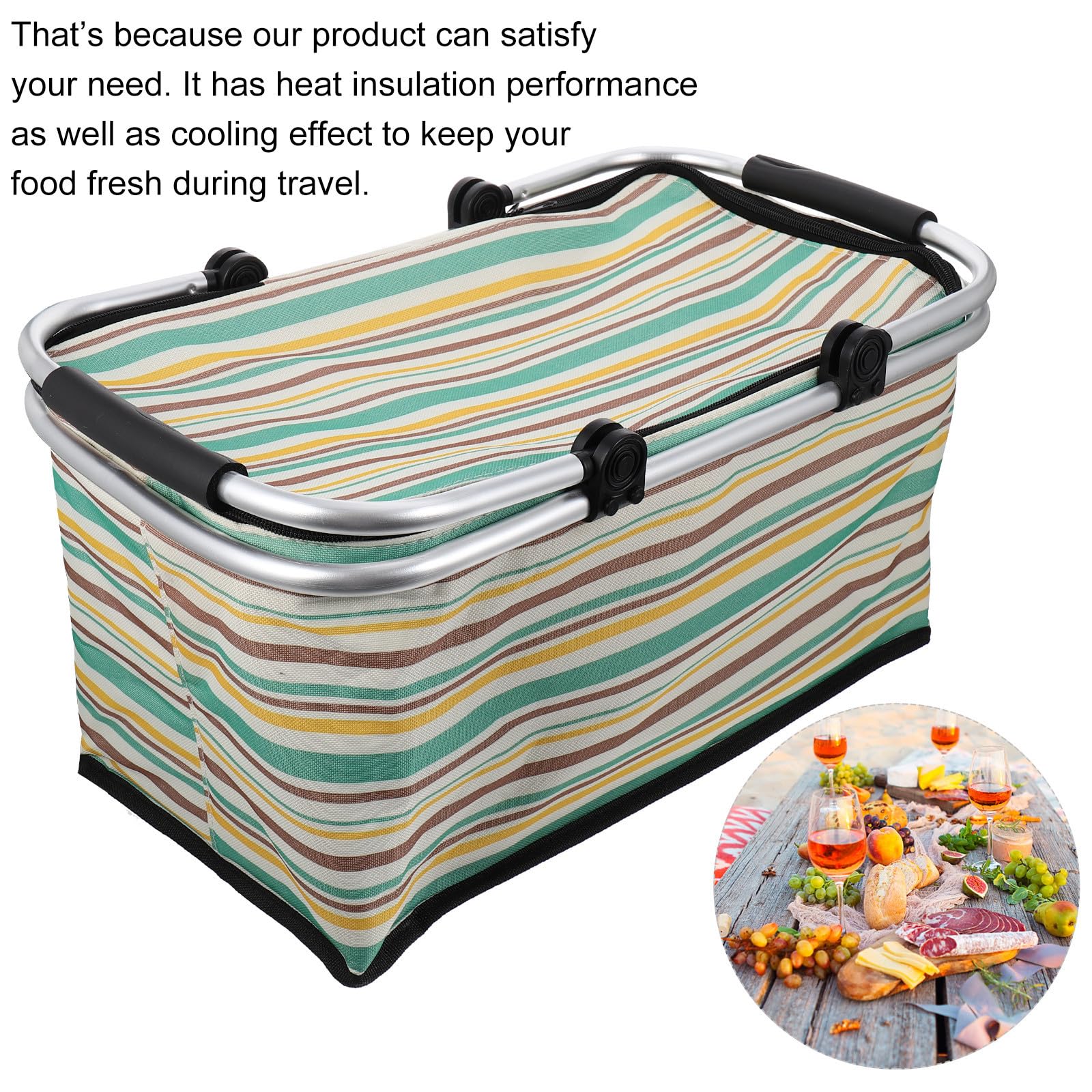 Cesta Térmica de Picnic Asa, Bolsa Aislante para Comida