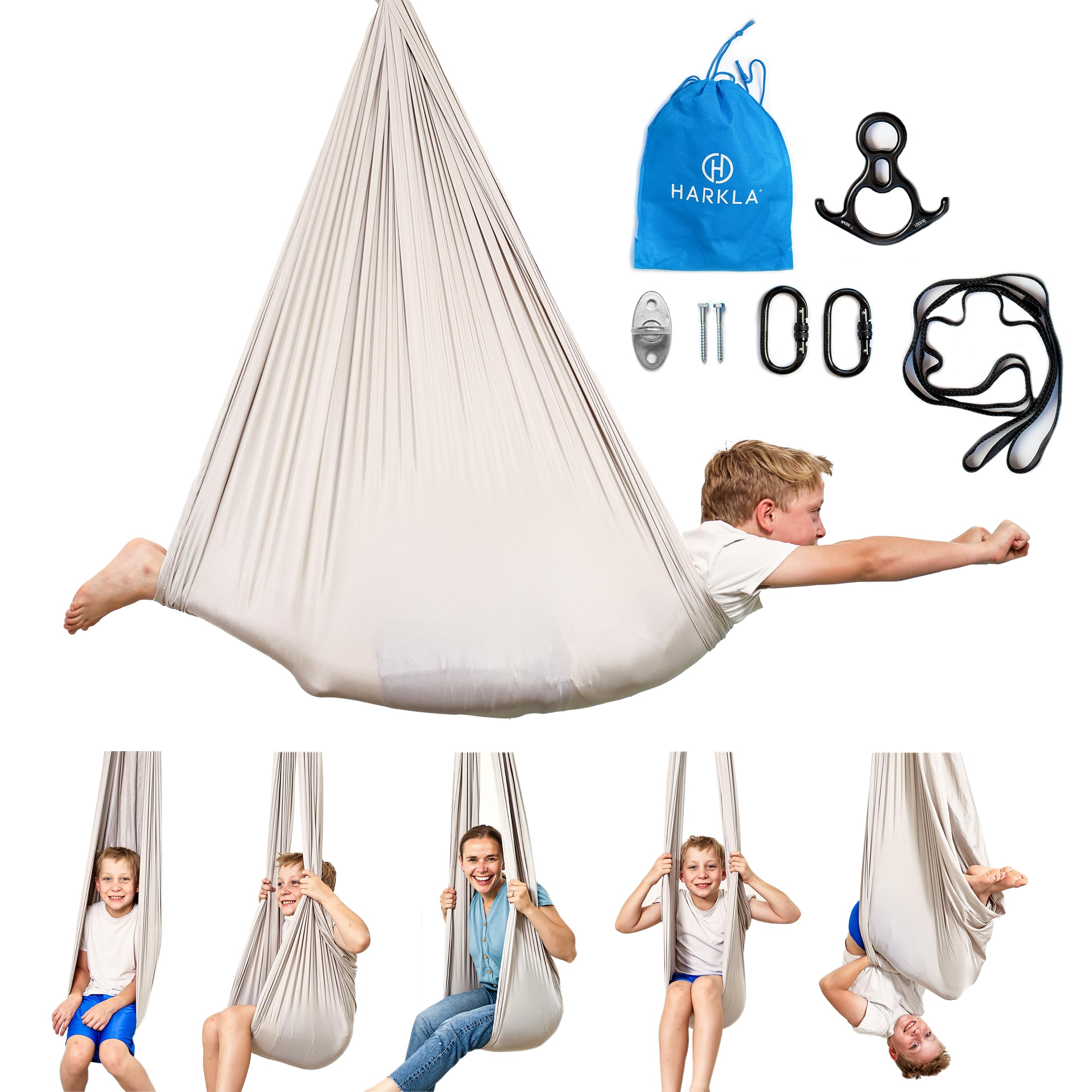 Balançoire Sensorielle Hamac Inversion - Sangle Yoga Relaxante Adulte Enfant - Chaise Suspendue Tissu Respirant 200 Kg Capacité