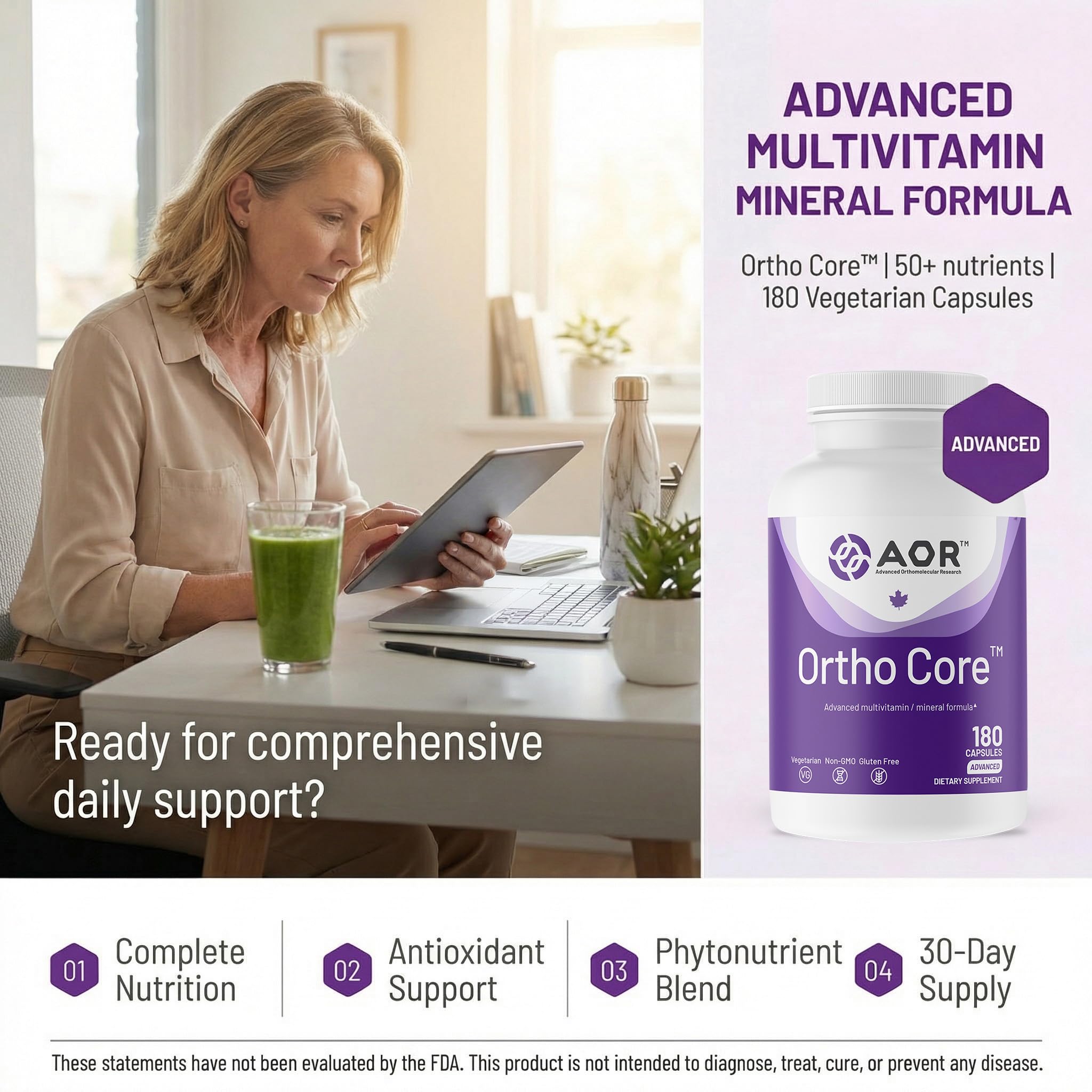 AOR Ortho Core Multivitamin for Adults, 180 Veg Caps, 30 Day Supply — Amazon image 2