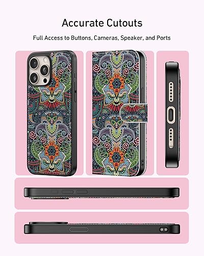 Miniatura 6 de Funda tipo cartera para iPhone 14 Pro Max, funda desmontable con tapa y bloqueo RFID, 4 ranuras para tarjetas, funda de piel sintética de alta