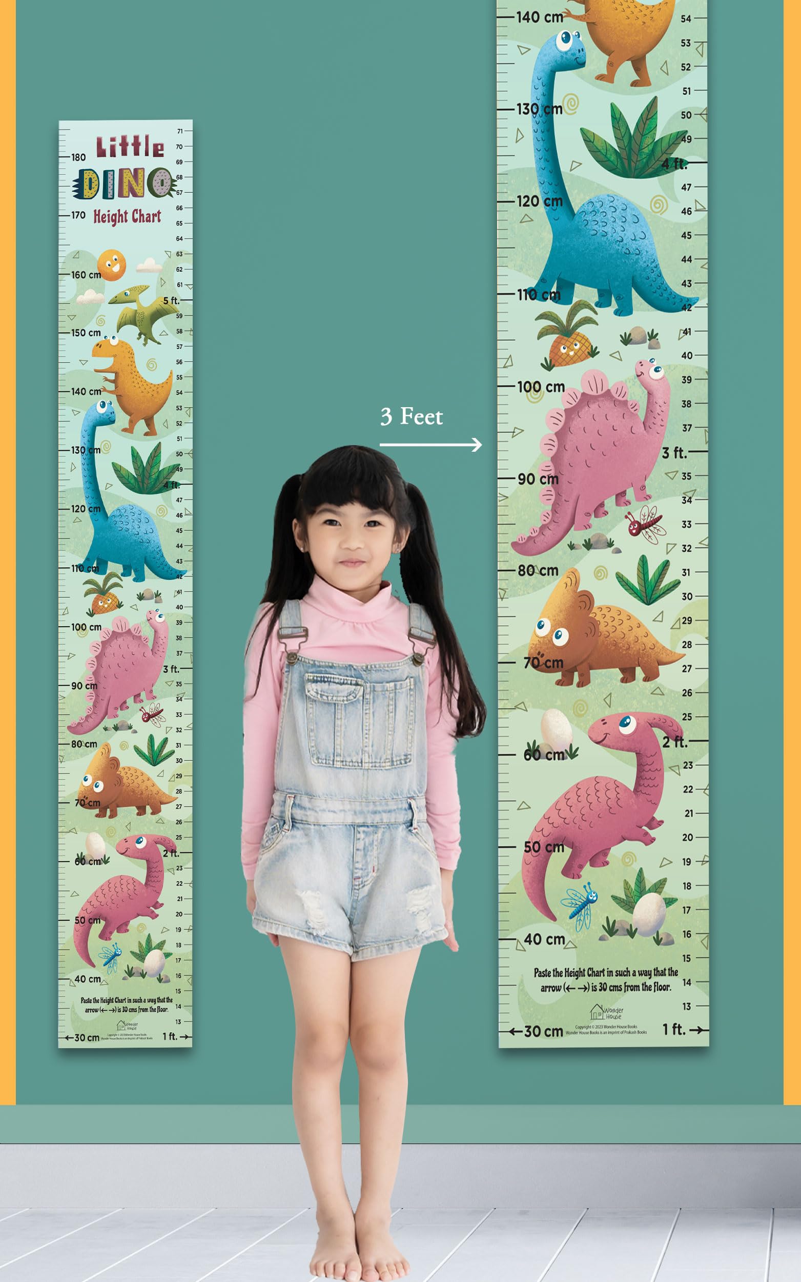 Little Dino Height Chart ( Kids' Height Chart | Height Measuring Scale Sticker | Height Chart Wall Sticker for Children | Nursery Decoration) 3