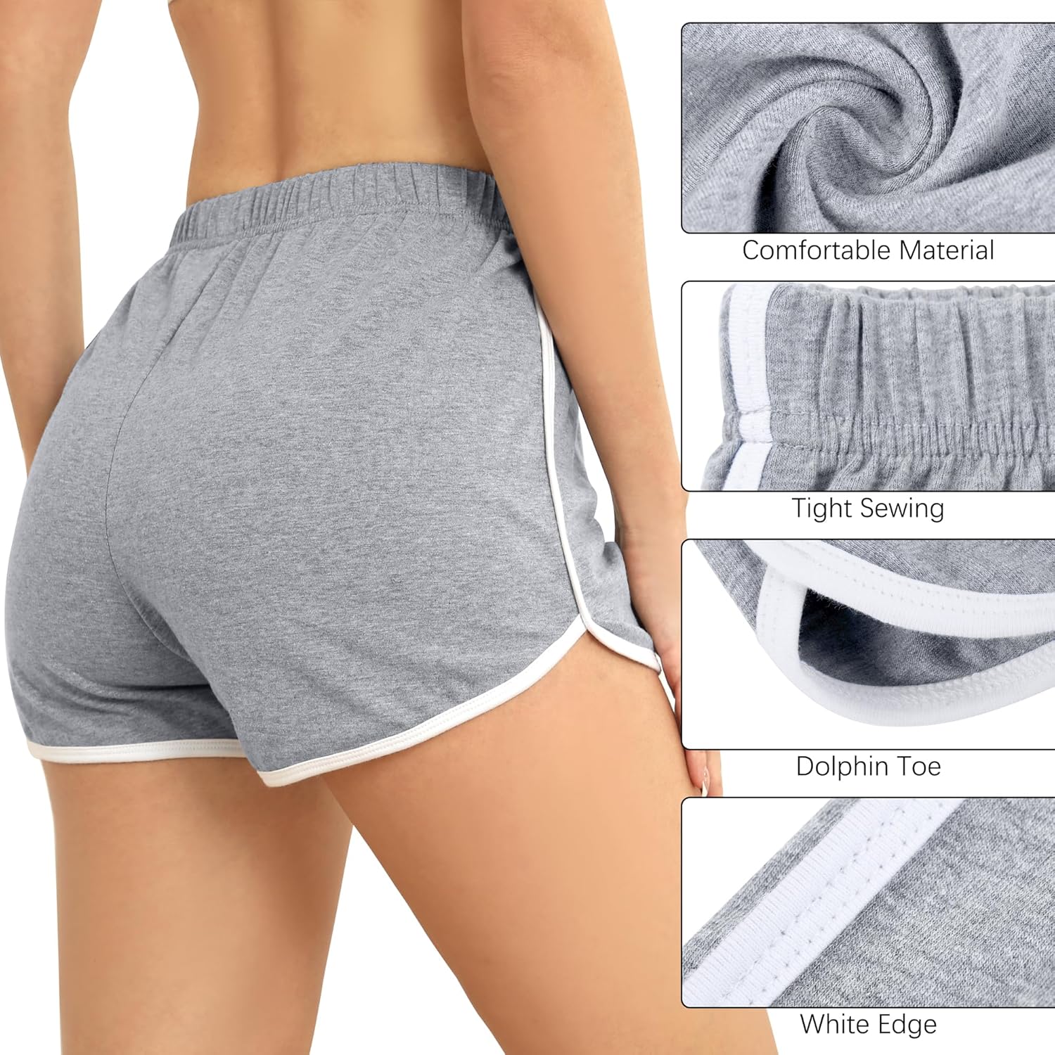 URATOT 4 Pack Women's Cotton Dance Yoga Sports Short Summer Running Athletic Pant Waistband Loose Shorts for Women - Image 4