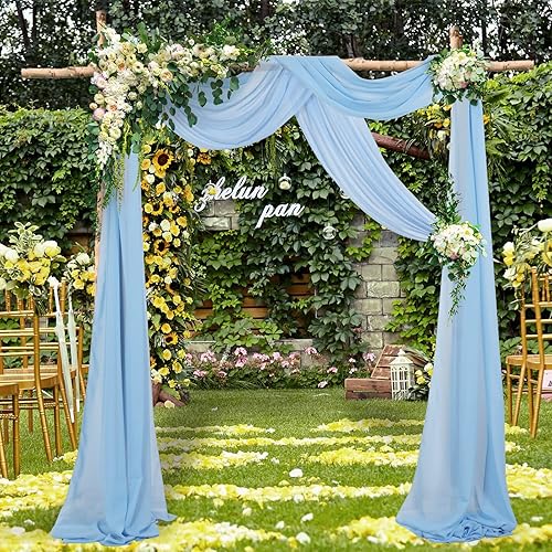 Miniatura 6 de 2 paneles de gasa para arco de boda de 20 pies, tela drapeada para banquetes de boda, lavanda, ceremonia, recepción, cortinas de gasa para