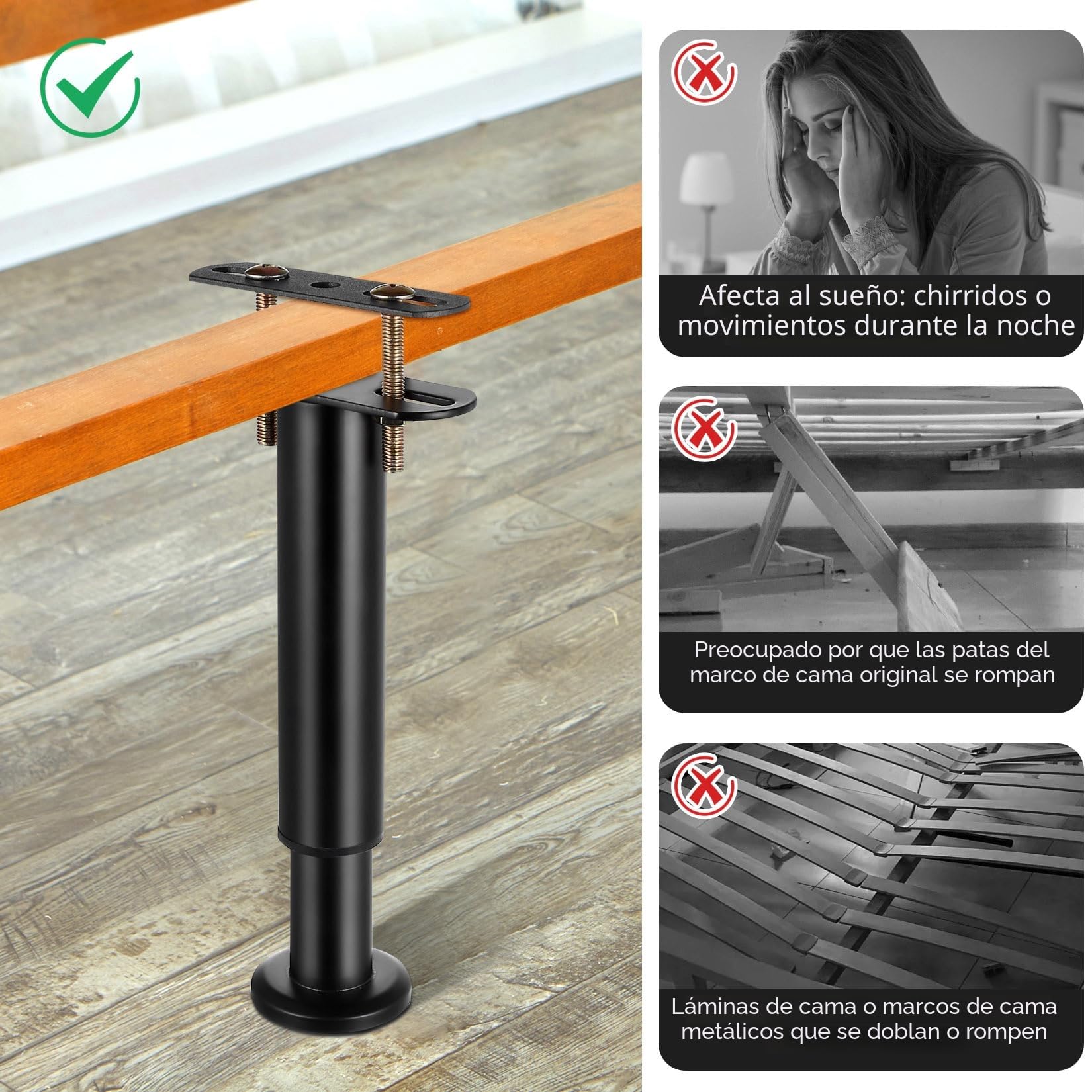 4 Pcs Patas de Somier Regulables 18-32cm de Altura, Patas para Muebles Altura Regulable, Pata de Cama Ajustables de Metal, Soporte Pata para Camas Somieres Sofas Armarios Mesas
