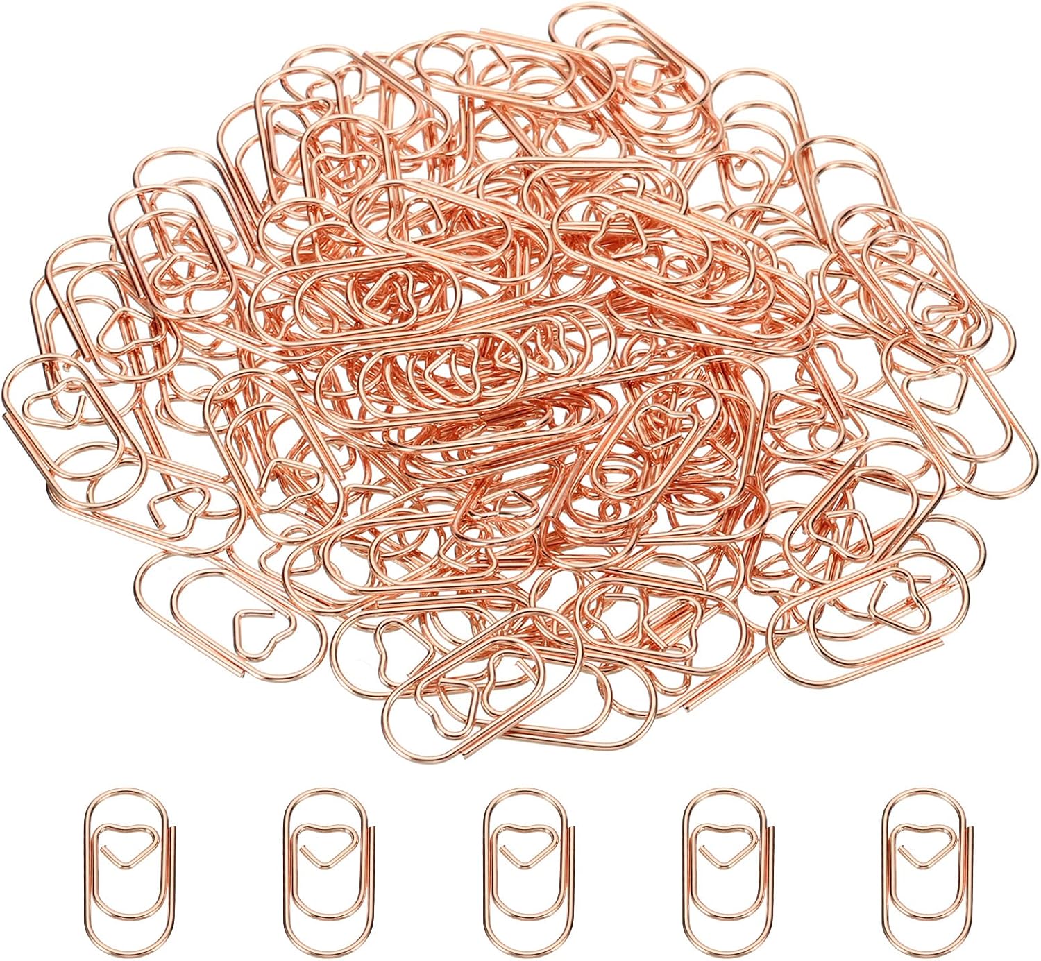 MECCANIXITY Paper Clip Heart-Shaped Cute Decorative Fun Clips Bookmarks 0.8 Inch Silver Tone for Organize Office Home, Pack of 100