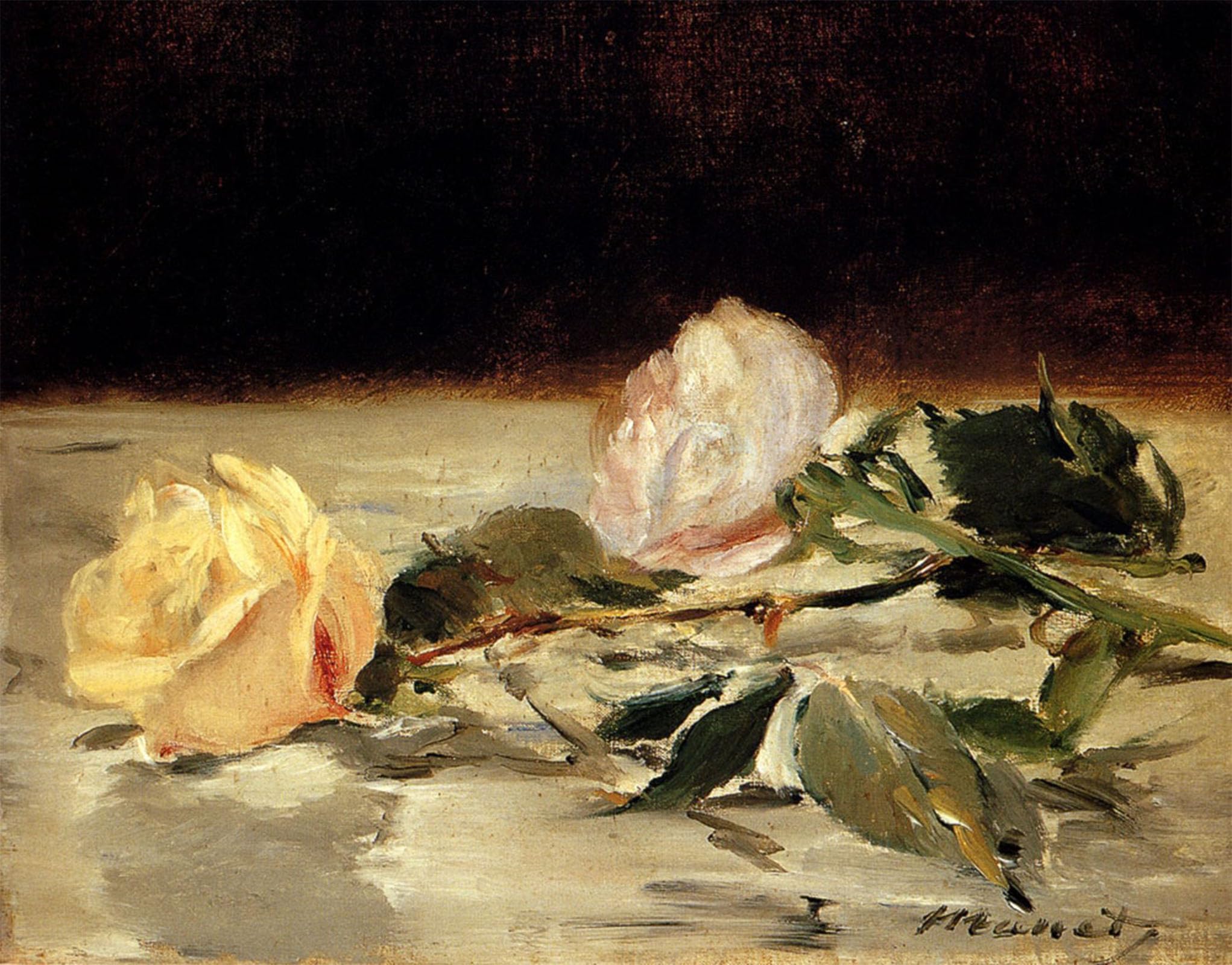 POSTERIIk Famous Print Pop Art Wall Art Graffiti Two Roses on A Tablecloth Edouard Manet Art Prints for Home Decor 60x90cm