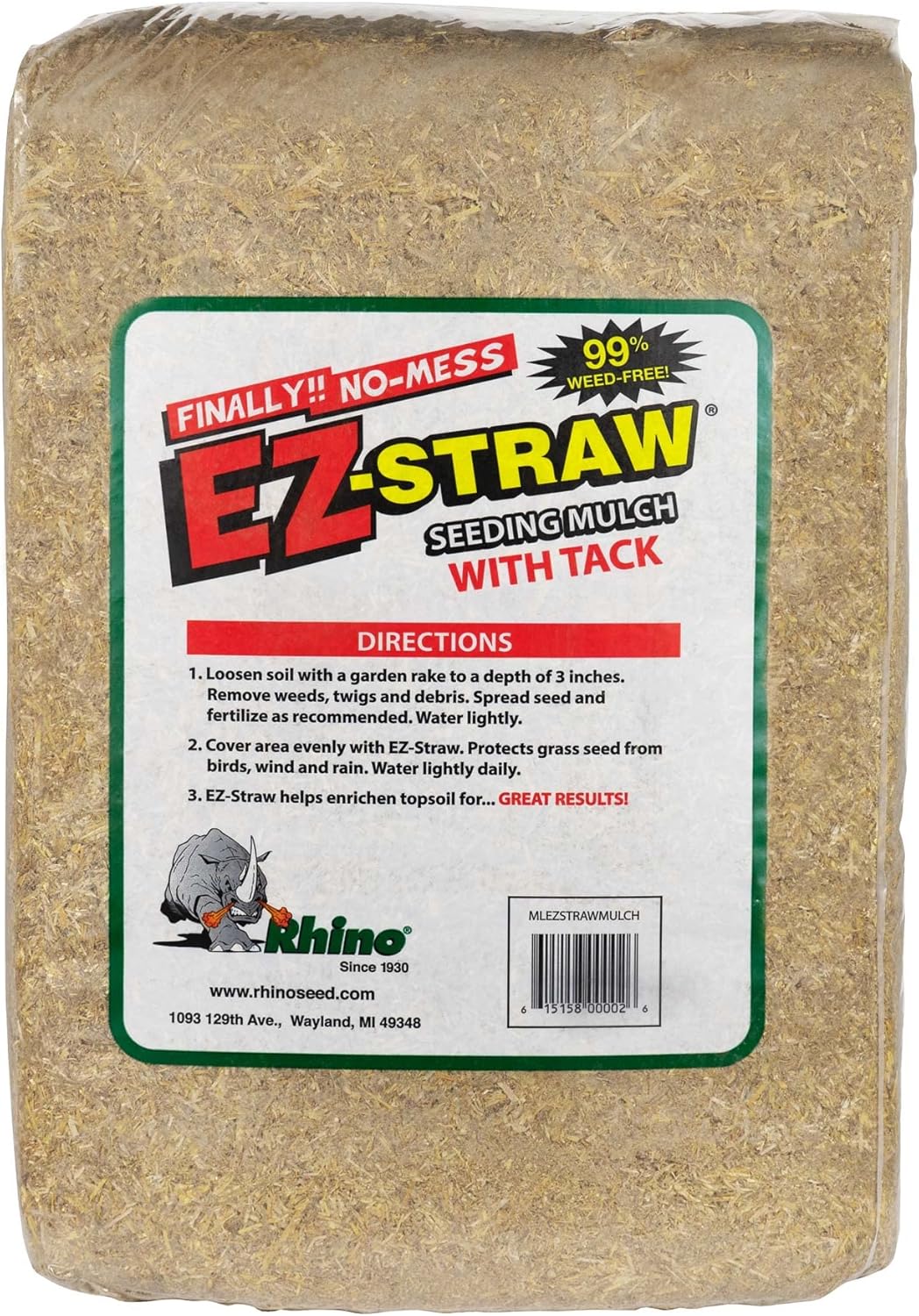 Buy EZStraw Seeding Mulch with Tack Biodegradable Organic Processed Straw 2.5 CU FT Bale