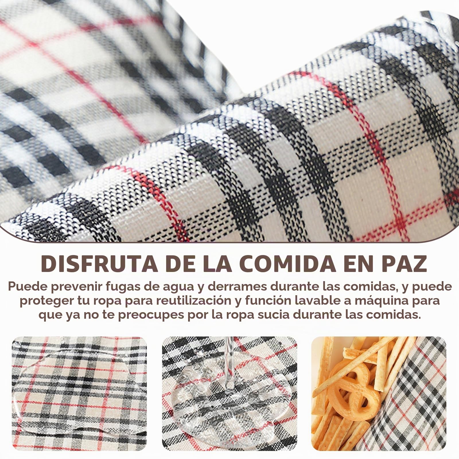 Baberos Para Adultos - 4 Piezas Impermeables, Reutilizables y Lavables Para Hombres, Mujeres y Personas Mayores Con Discapacidad