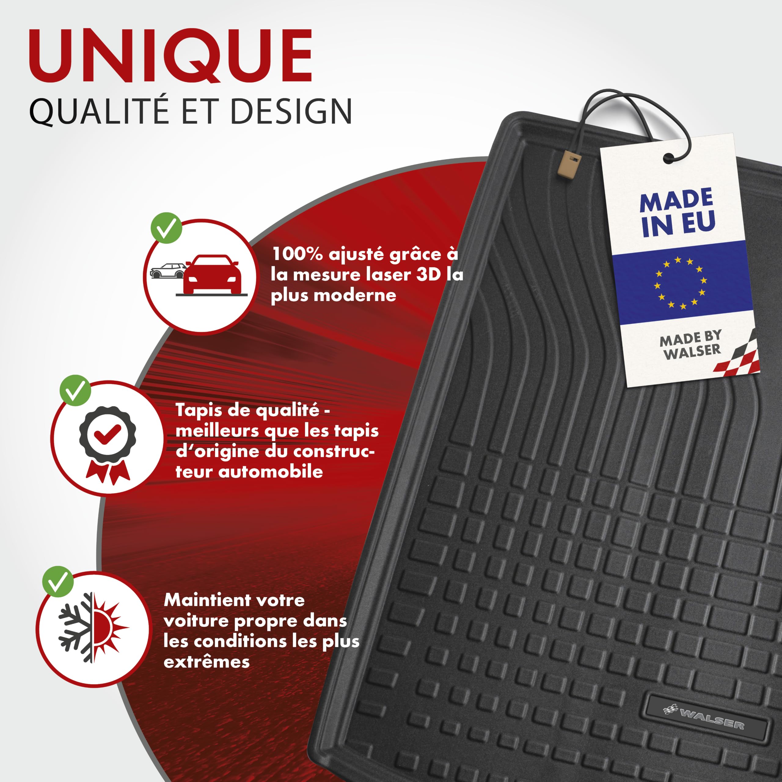 WALSER Bac de coffre premium compatible avec Audi A6 C8 Avant/Allroad 2018-auj., tapis de protection de coffre 100% ajusté - made in EU