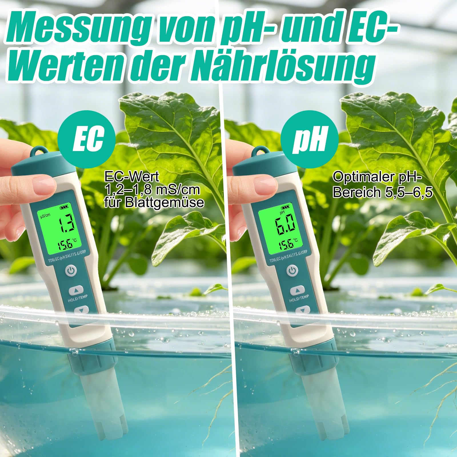pH Salzgehalt Messgerät Pool, Pool Tester Digital 8 in 1, TDS Messgerät
