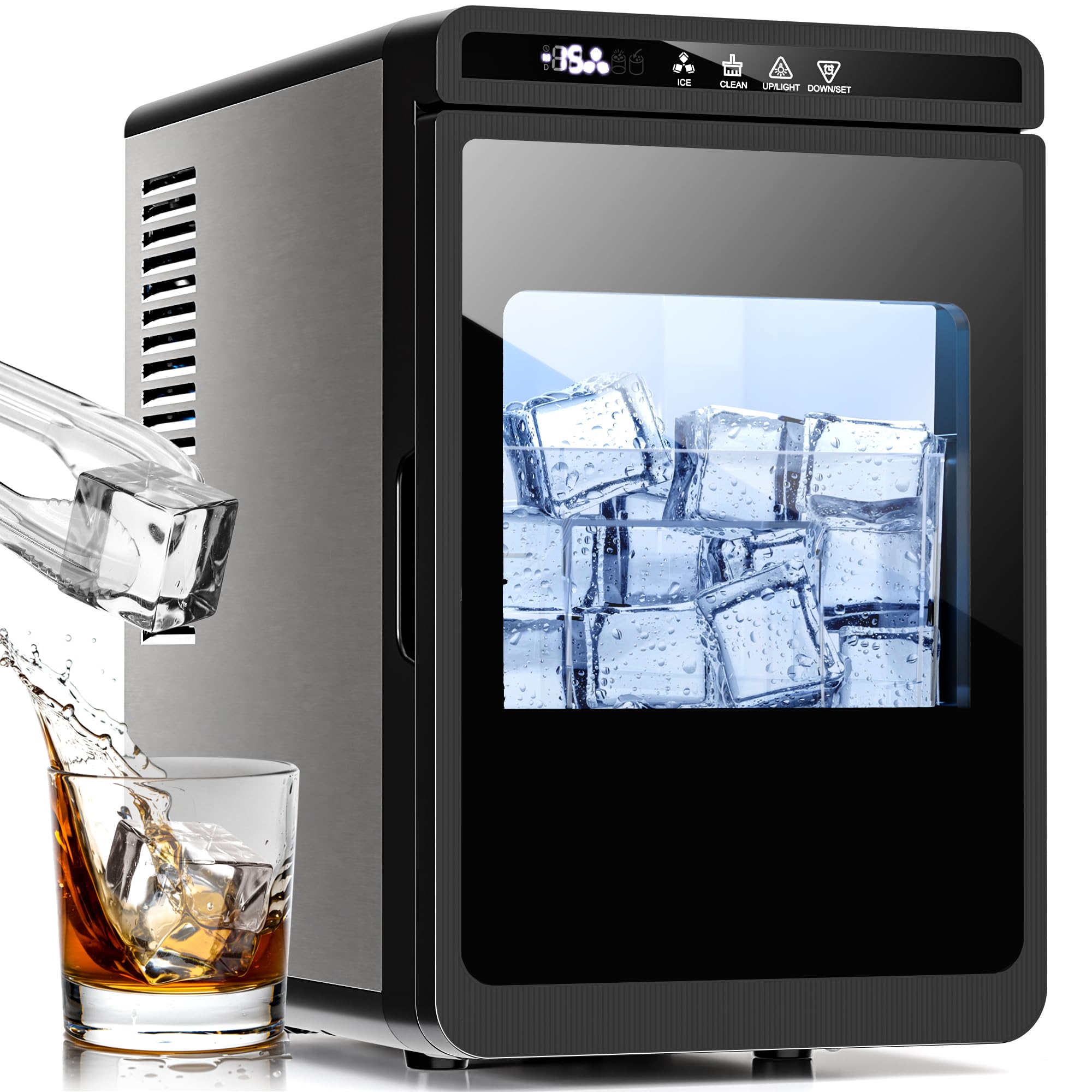 Kismile Clear Ice Cube Makers,3 Cubes in 20 Mins,26Lbs/24H,P