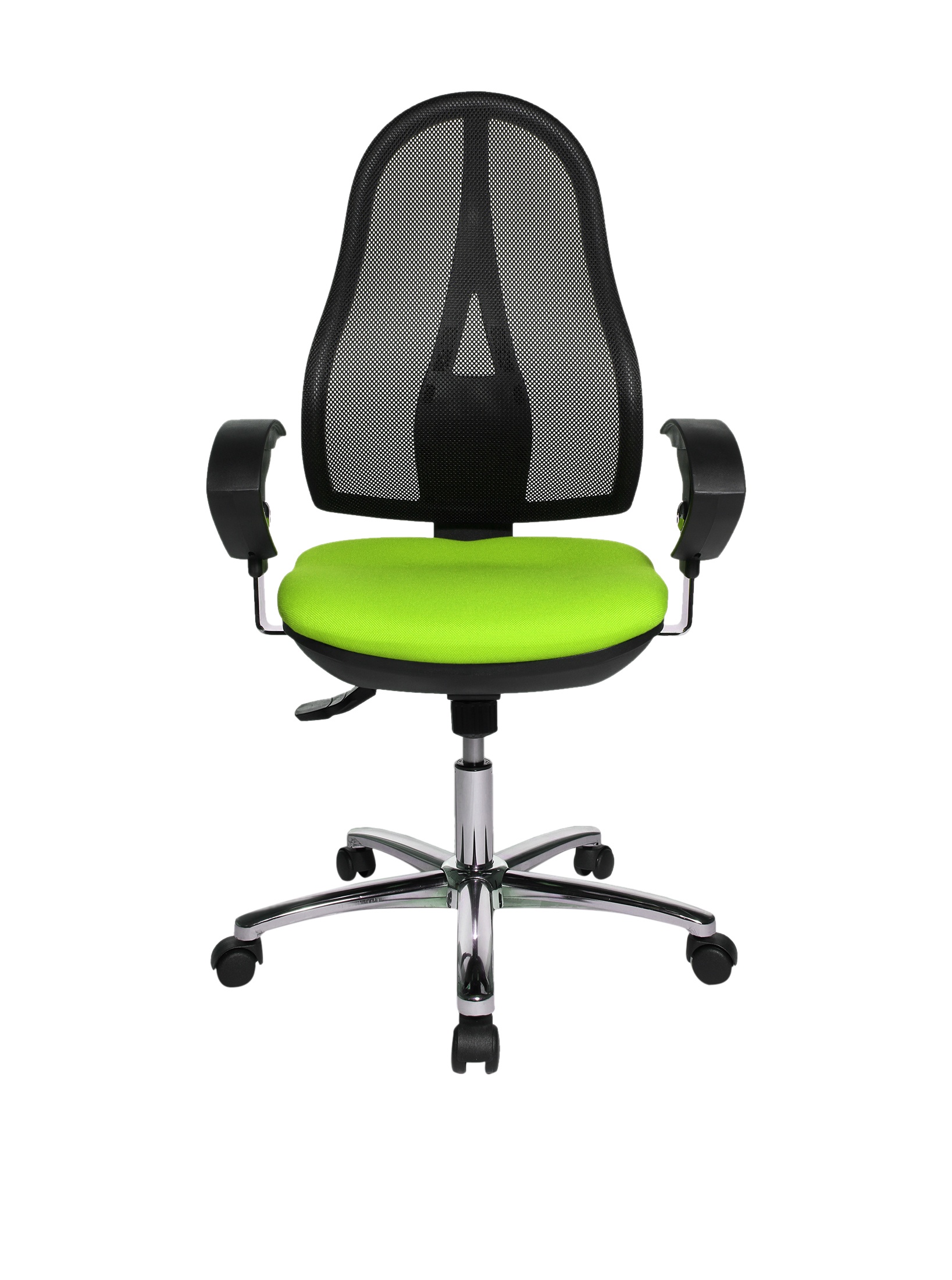 Topstar Open Point SY Deluxe, ergonomischer Syncro-Bandscheiben-Drehstuhl, Bürostuhl, Schreibtischstuhl, inkl. Armlehnen (höhenverstellbar), Stoff, apfelgrün