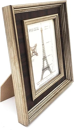 allgala Paquete de 3 marcos de fotos de escritorio de imitación de madera con cara de cristal, 5 x 7 pulgadas, estilo latón oscuro - HD61065