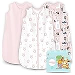Cute Castle Baby Sleep Sack 18-24 Months - Lightweight 100% Cotton 2-Way Zipper TOG 0.5 Infant Wearable Blanket, Newborn Essentials Toddler Sleep Clothes, 3 Pack(Pink, Bear, Bear Claw)