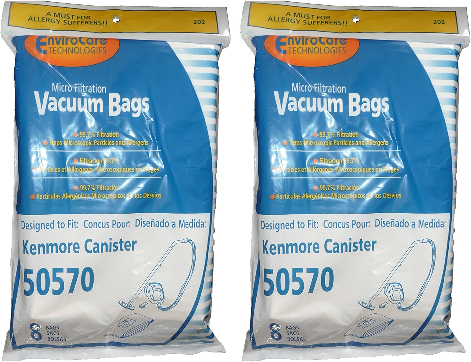 Envirocare Replacement Micro Filtration Vacuum Cleaner Dust Bags made to fit Kenmore Ultra Care 50570 Canister Vacuum Cleaners 16 bags
