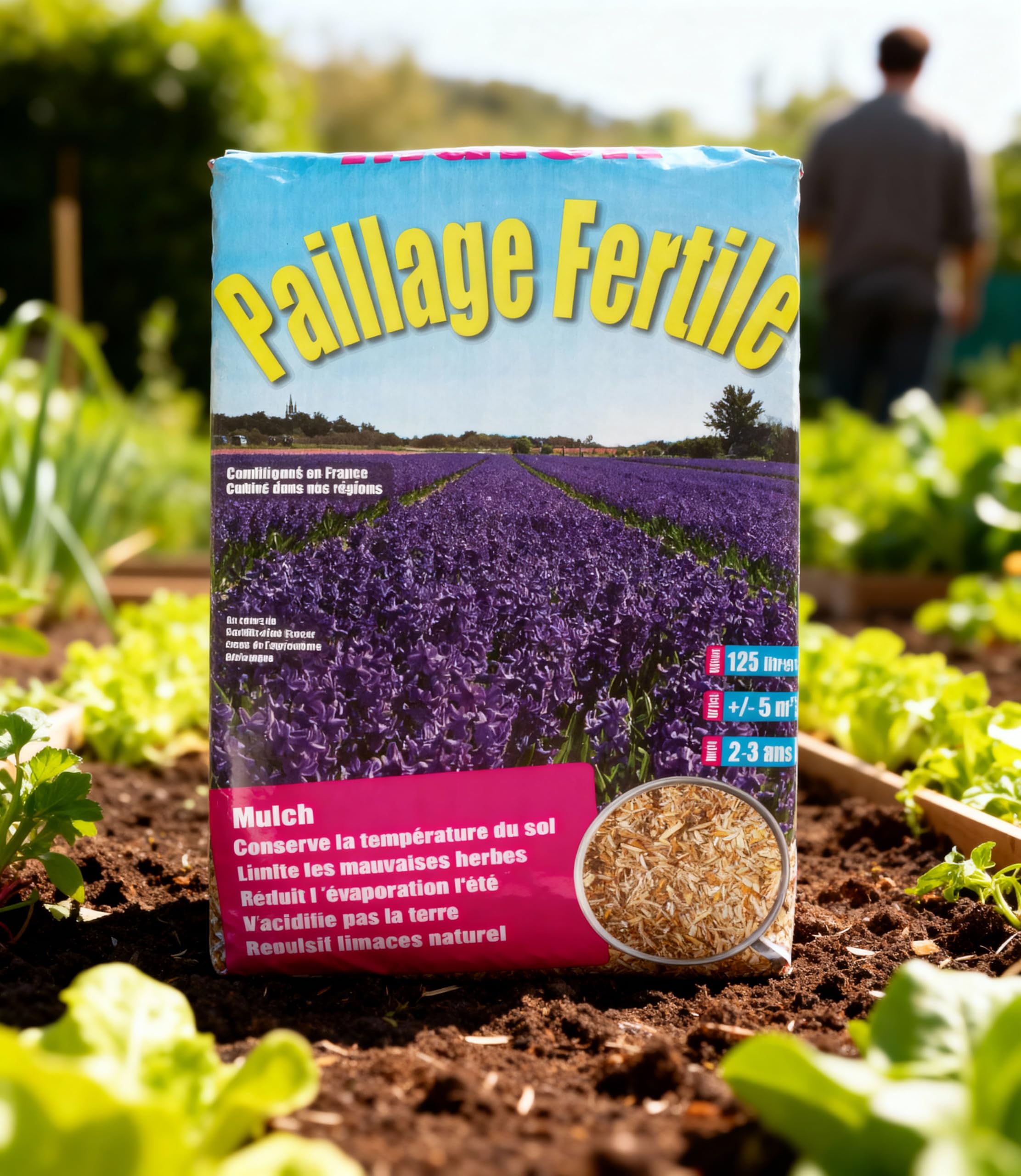 Paillage Fertile® Pailles de roseaux défibrées 125L – Paillis naturel anti-limaces pour potagers et massifs