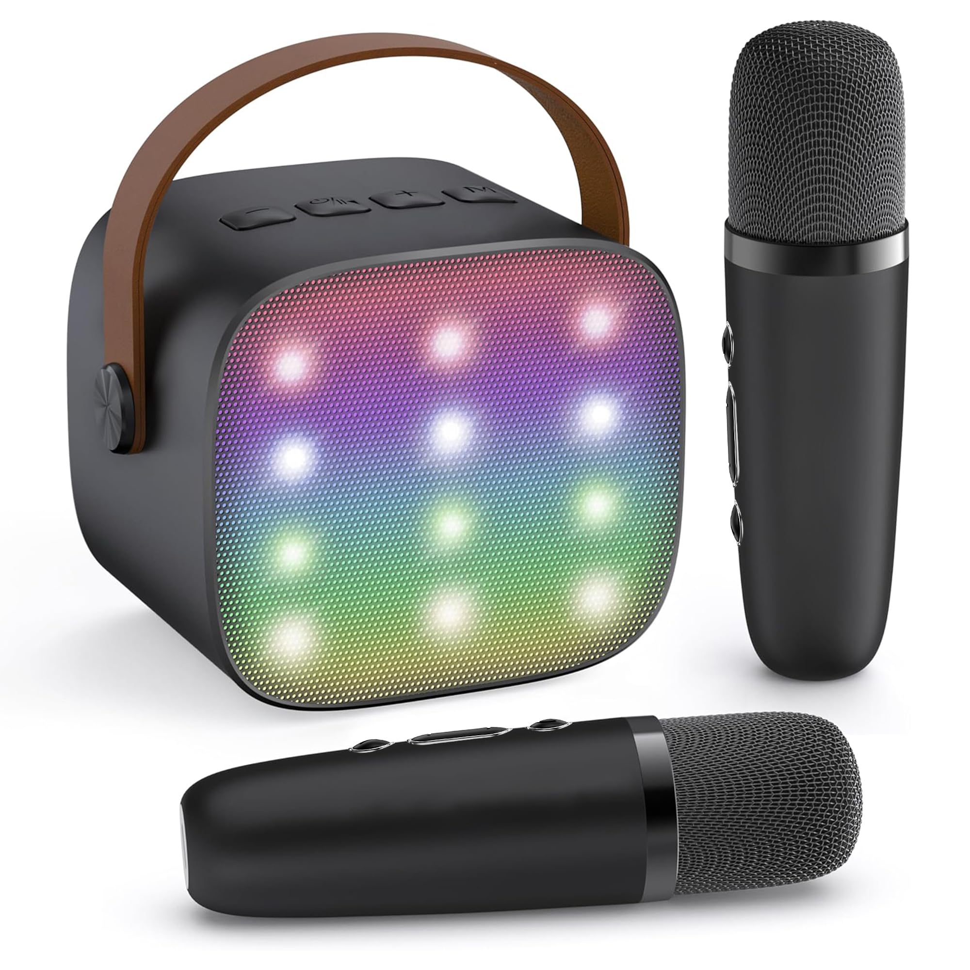 YLL Karaoke Machine for Kids, Top Birthday Gifts for Boys Ages 4-12+ Toy | 2 Rechargeable Wireless Microphones, Mini Portable Bluetooth Speaker, 5 Magic Voices, Party Light Present for Boys Adults