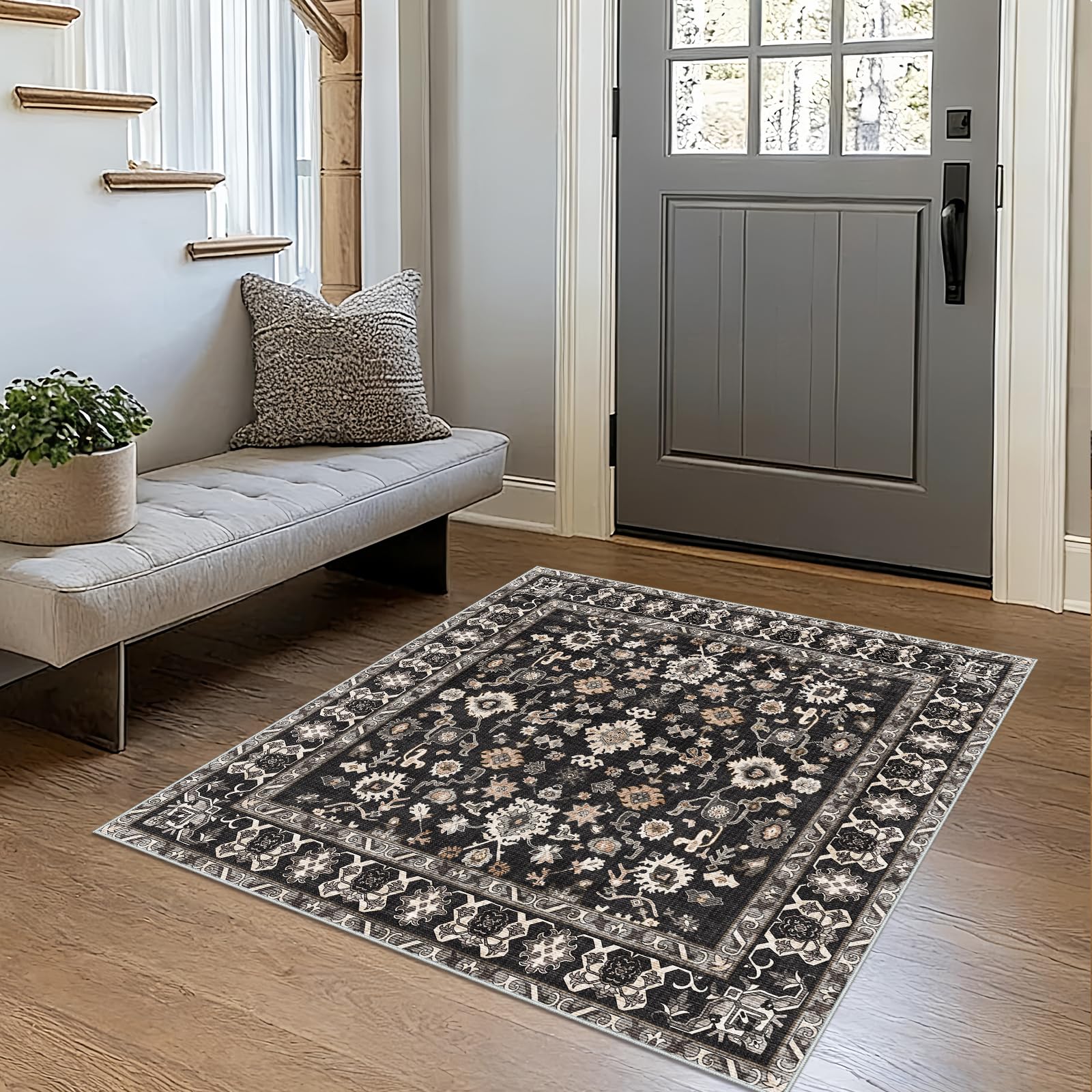 Photo 1 of NYZEL 4x4 Washable Rug - Black