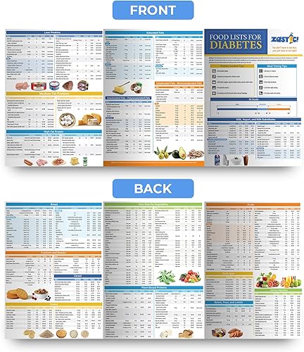 Miniatura 2 de Tabla laminada de alimentos para diabetes de 8.5 x 11 pulgadas y planificador de comidas para diabéticos  Lista de 345 alimentos  Tabla de lista de