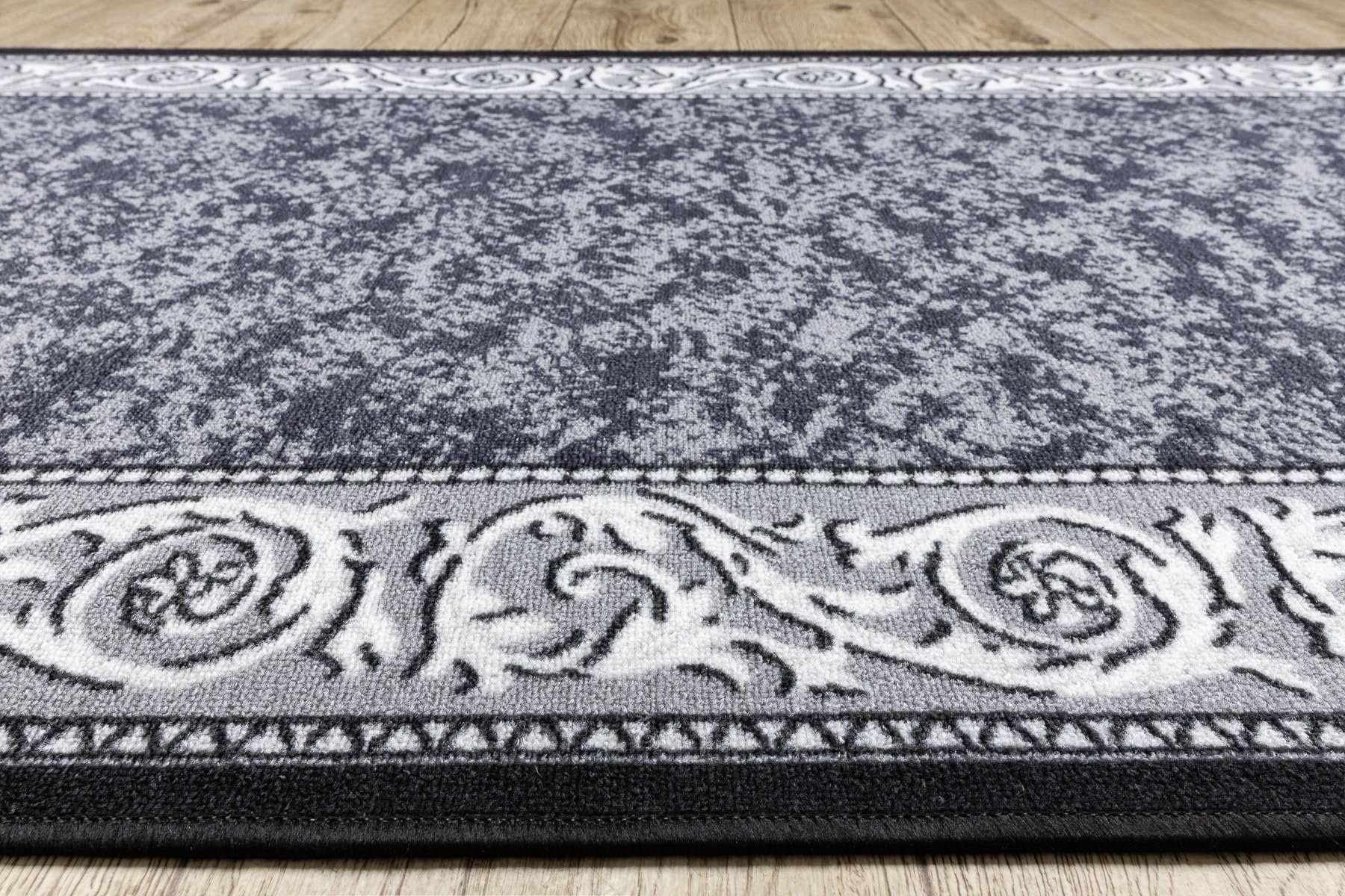 rugsx Läufer Antirutsch Romantic Ornament, Teppichläufer, Flur, Schlafzimmer, Wohnzimmer, Meterware, rutschfest, grau 120x500 cm