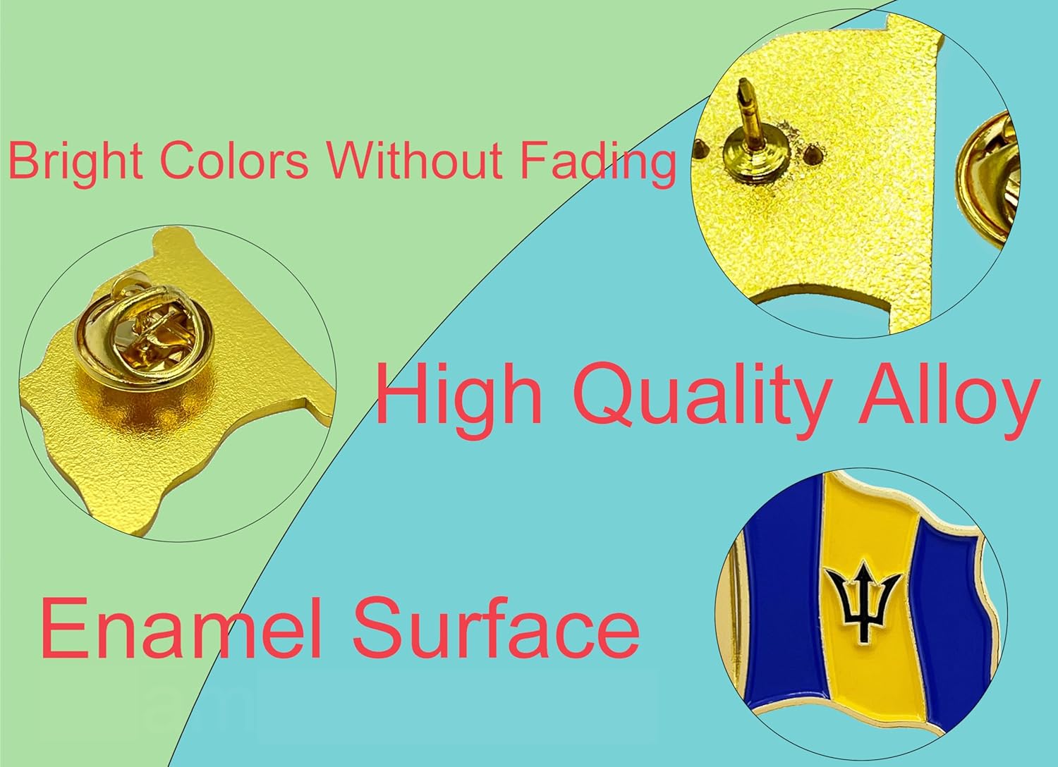 4 Pack Barbados Flag Lapel Pin - Barbadian Flags Pins Lapel Hat Backpacks Suit Decoration & Men Women Waving Patriotic Enamel Metal Badge Souvenir - Image 6