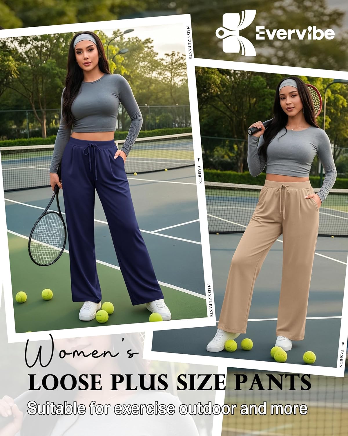 3 Pack Women's Plus Size Wide Leg Yoga Pants, Drawstring Lounge Sweatpants Loose Casual Workout Pants with Pockets