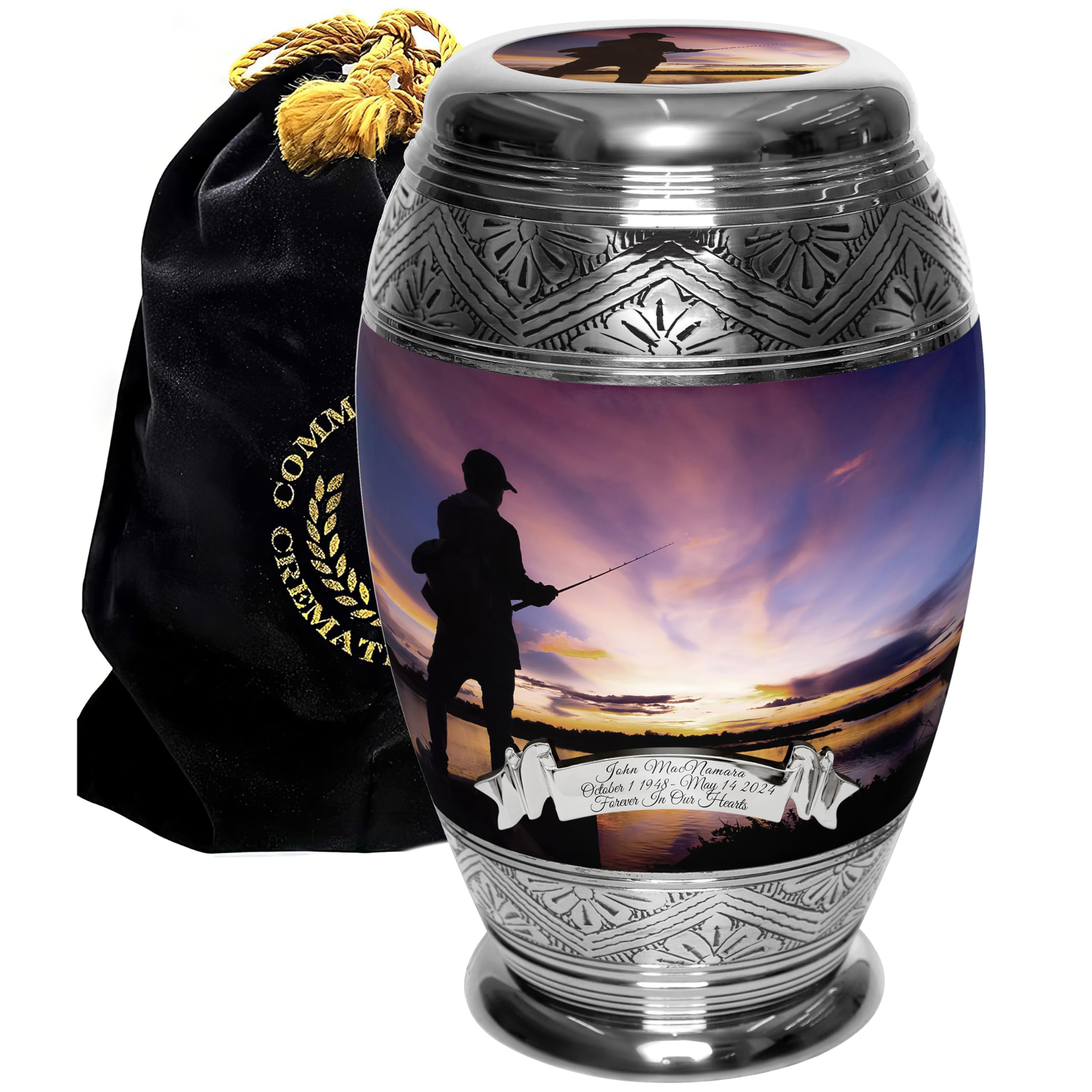 Fishing Cremation Urns for Human Ashes Adult Male Decorative Urns for Ashes