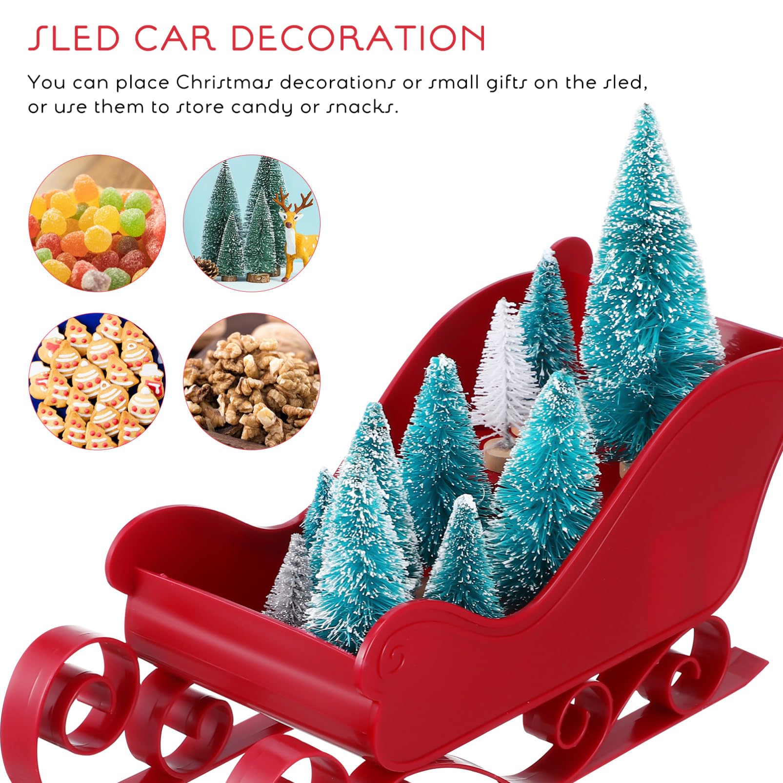 PartyKindom 3 Sätze Weihnachtsschlitten Winterdeko Weihnachtskorbschlitten Weihnachtshandwerk Weihnachtstischschlitten Schlitten Für Christbaumplatte Weiden Plastik Rot 2 Stück * 3