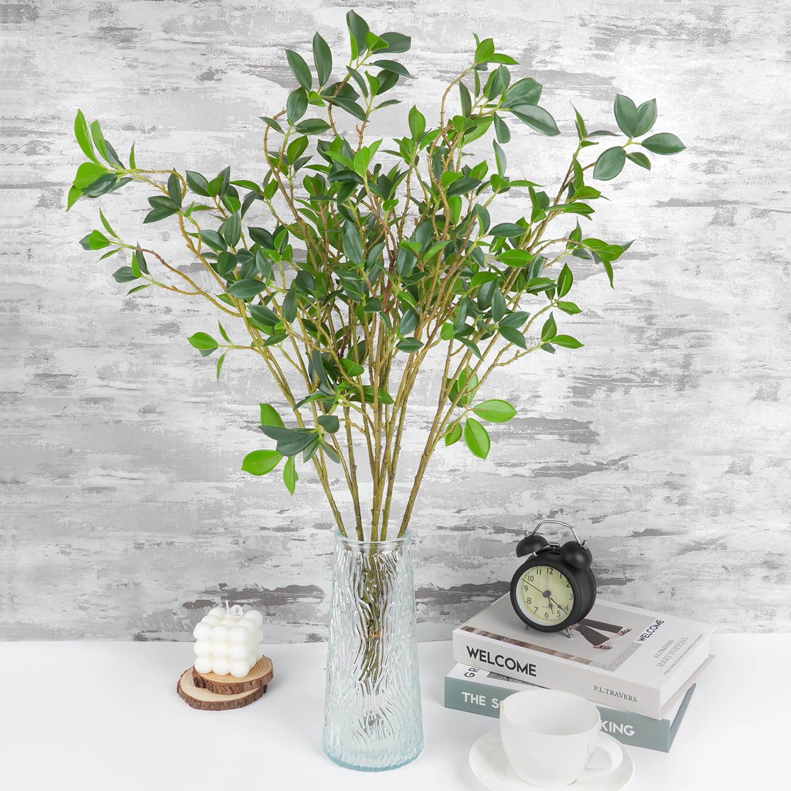 Amazon.de: VaryFloral 6 Stck Knstliche Zweige Ficus Knstliche Pflanzen  Wie Echt Grnstngel AST Zweige Deko mit Eukalyptus Bltter Geflscht  kunstpflanze Grn fr Bodenvase Zuhause Hochzeit Bro Dekor