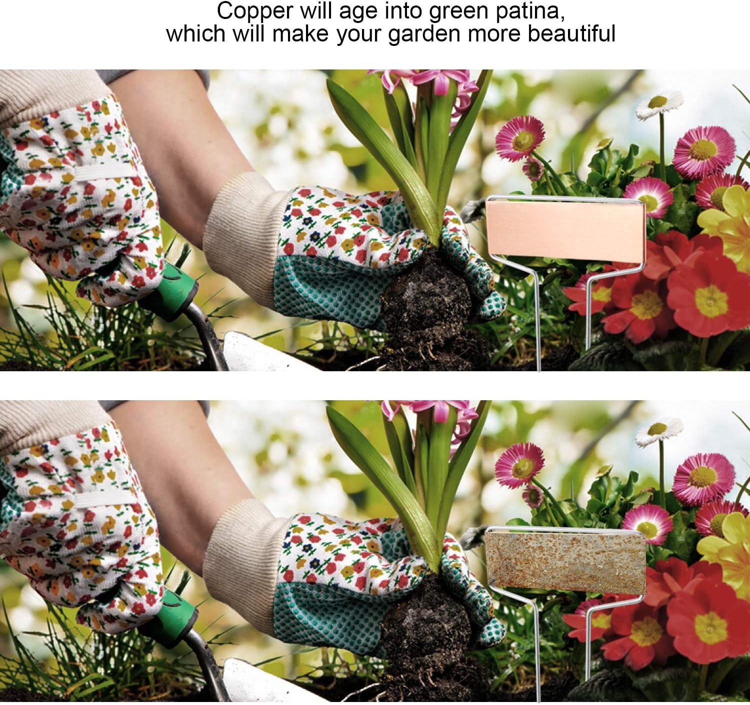 25PCS Copper Metal Plant Tags Plant Labels with 50Pcs Labels, Rainproof PET Film & Permanent Pen, 10" Weatherproof Banner Garden Markers, Marking Protection Seedling Signs Nursery Tags - Image 7