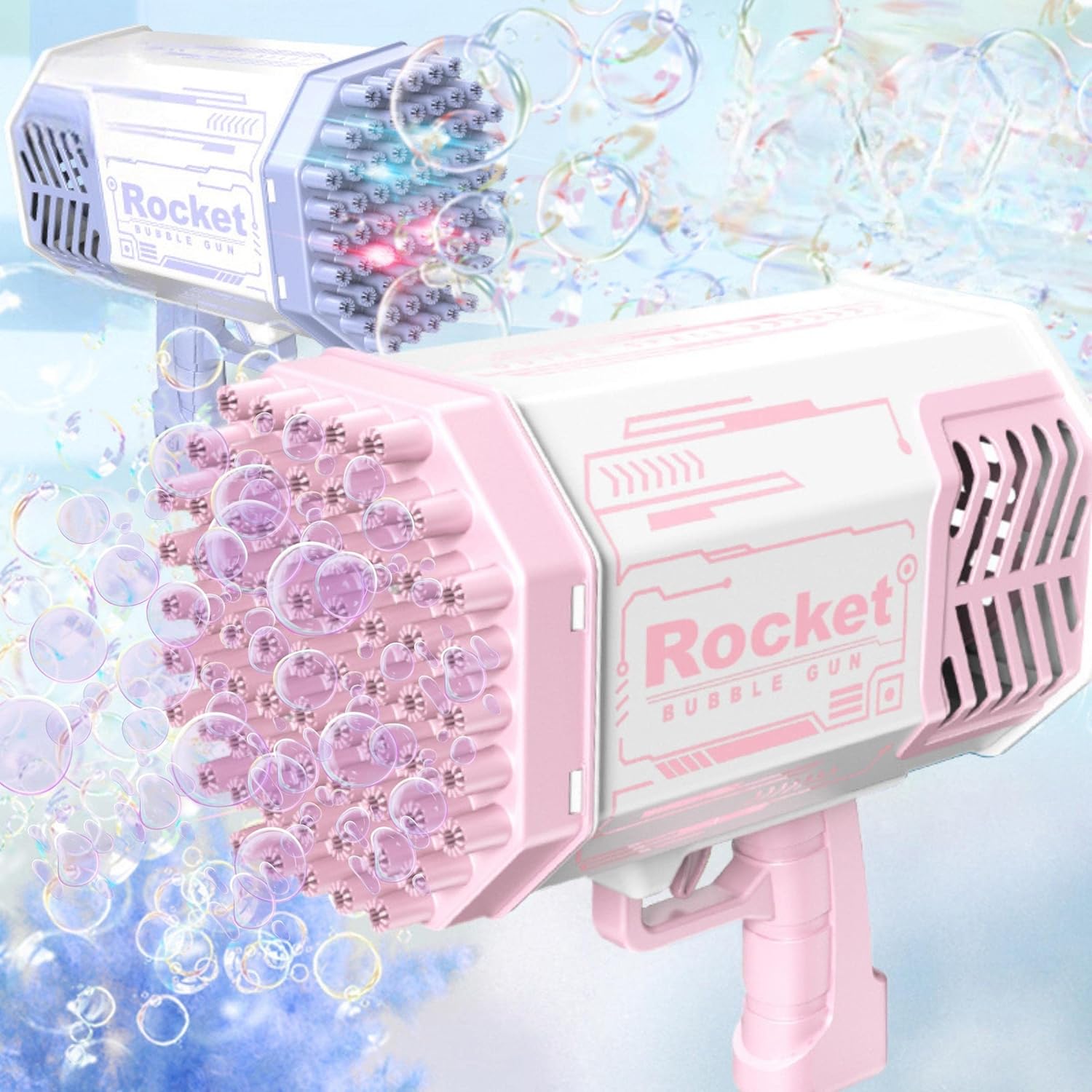 Bubble Gun 2Pack, 69 Holes Bubble Gun Machine with
